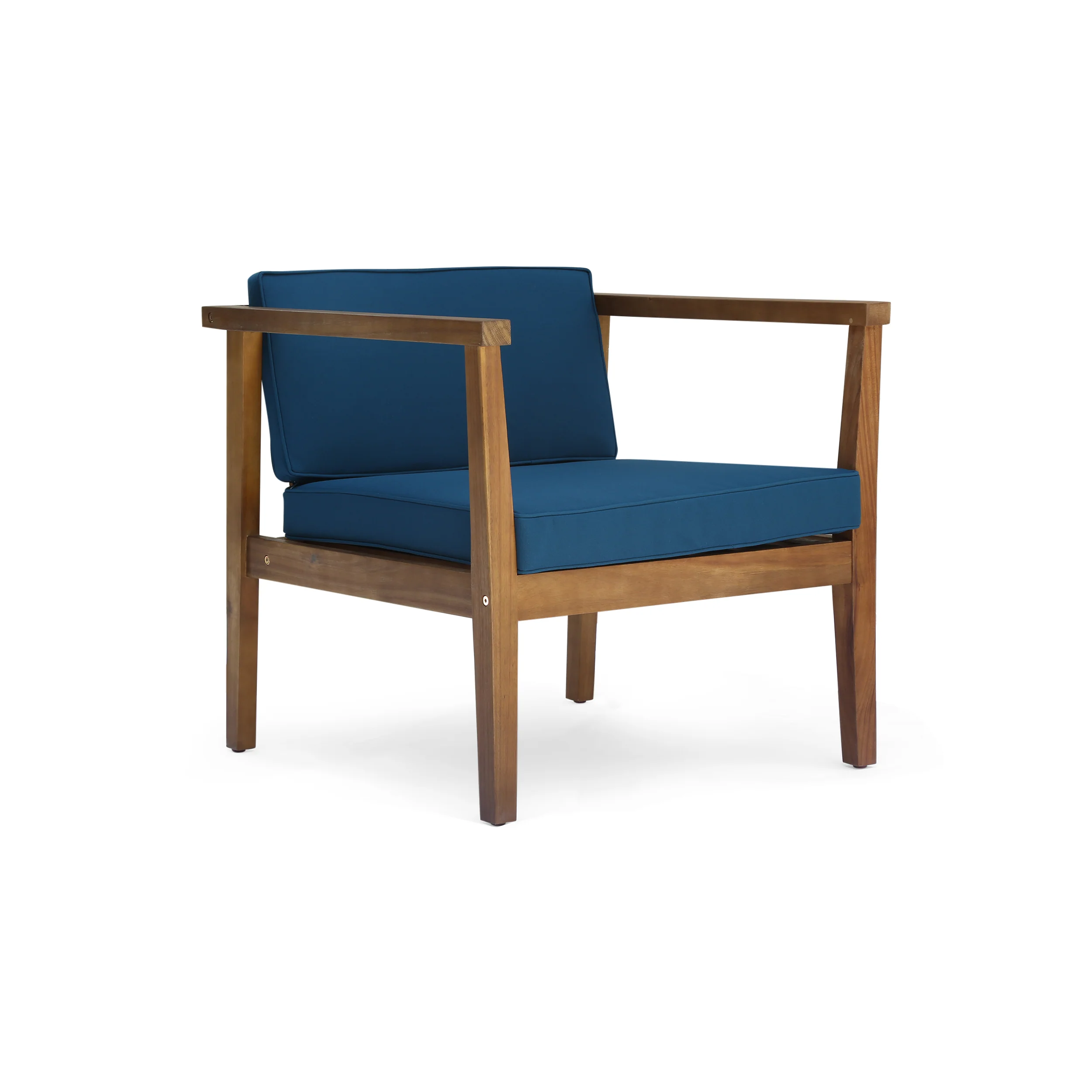 Thomson Outdoor Acacia Wood Club Chairs with Water-Resistant Cushions (Set of 2) - furnishings