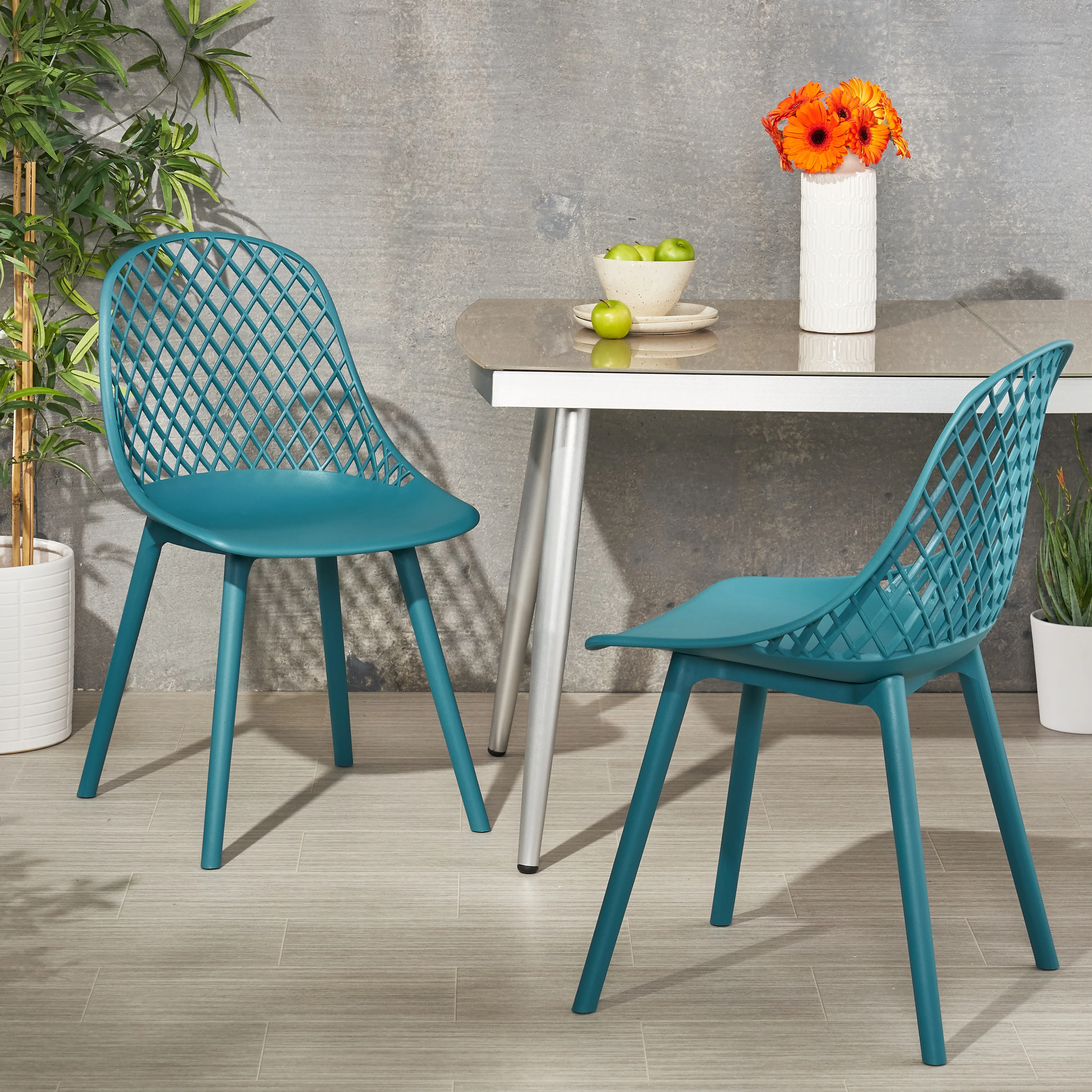 Lucy Outdoor Modern Dining Chair (Set of 2) - furnishings