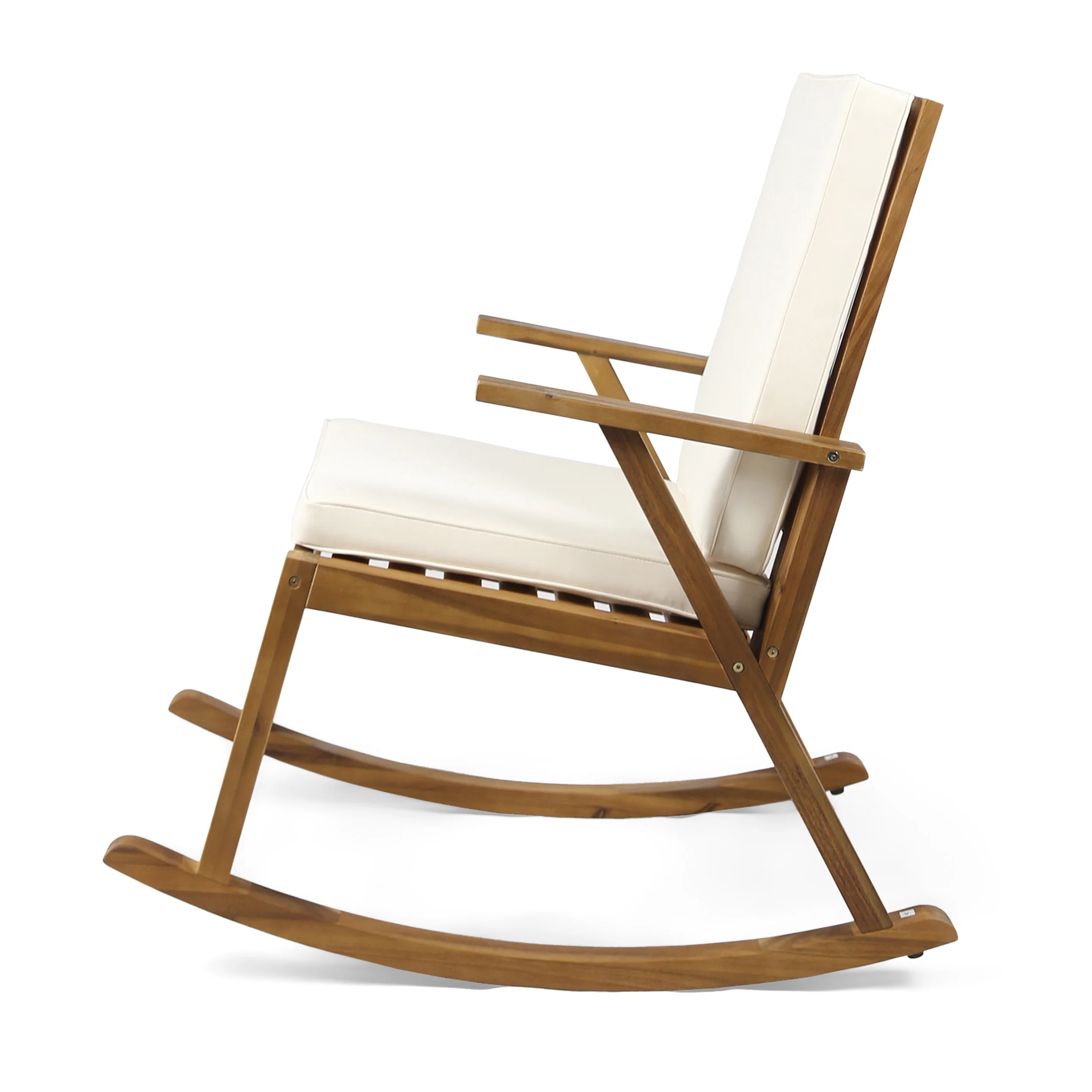 Andy Outdoor Acacia Wood Rocking Chair with Water-Resistant Cushions - furnishings