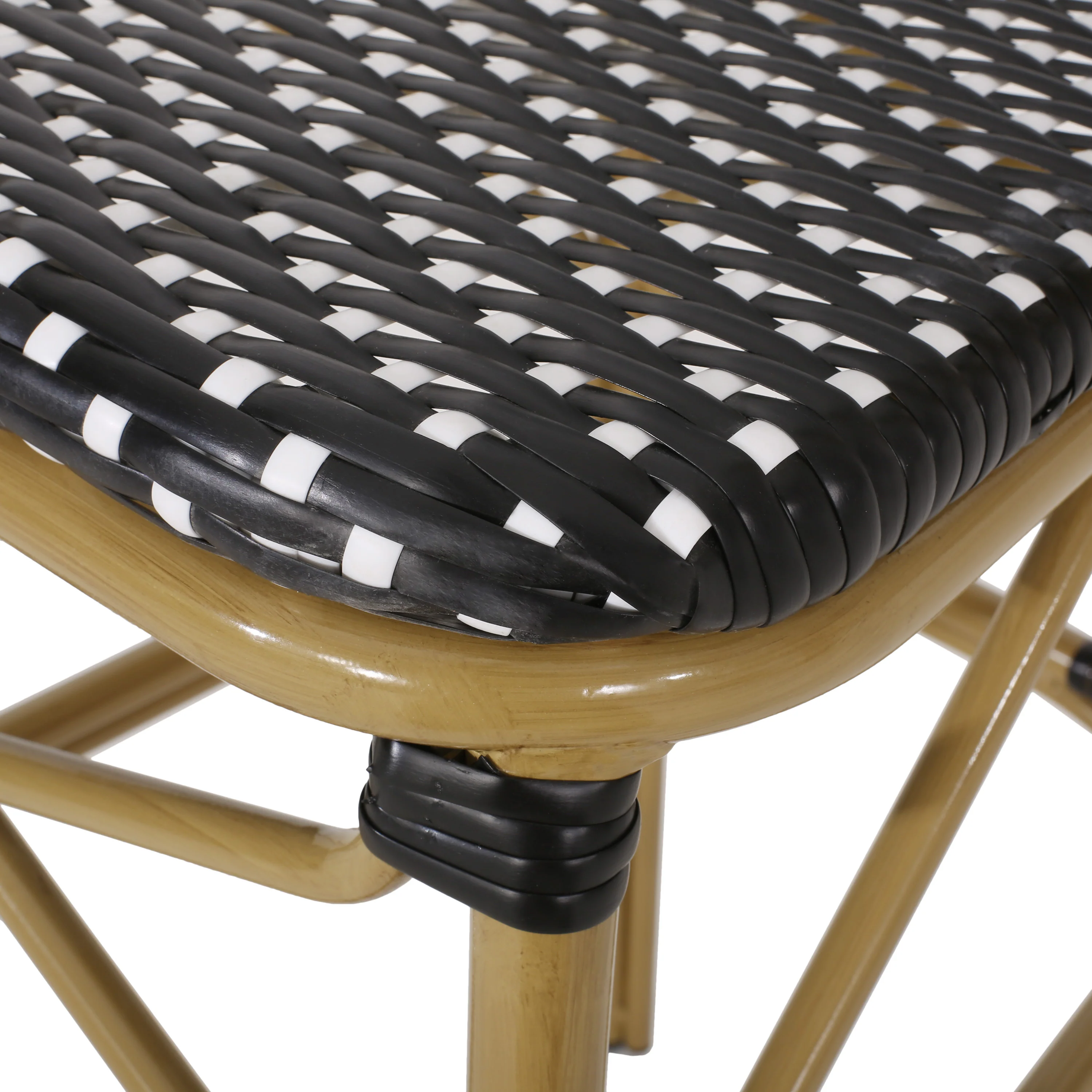 Danberry Outdoor Wicker and Aluminum 29.5 Inch French Barstools, Set of 4 - furnishings
