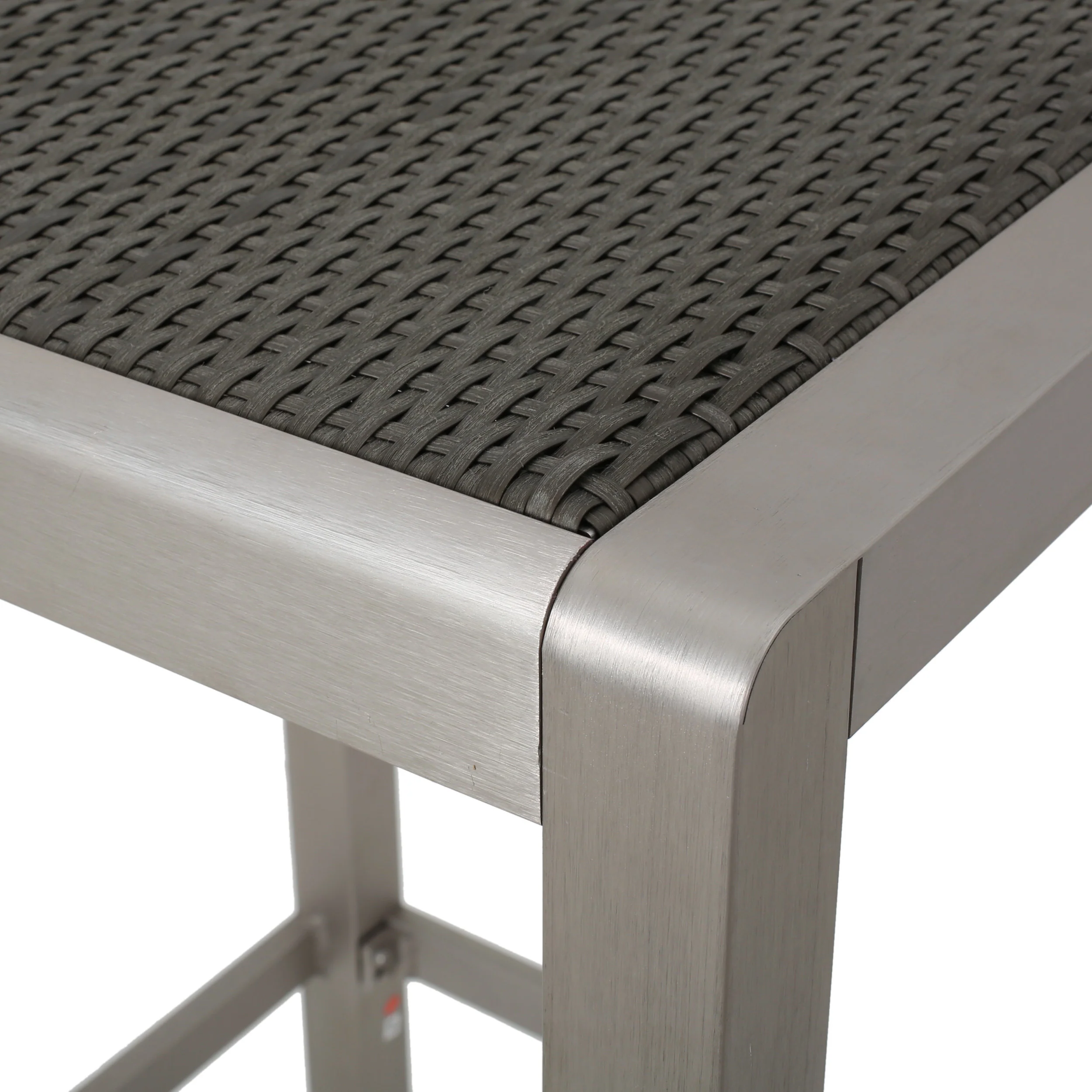 Capral Outdoor Modern Gray Wicker Bar Table with Aluminum Frame - furnishings