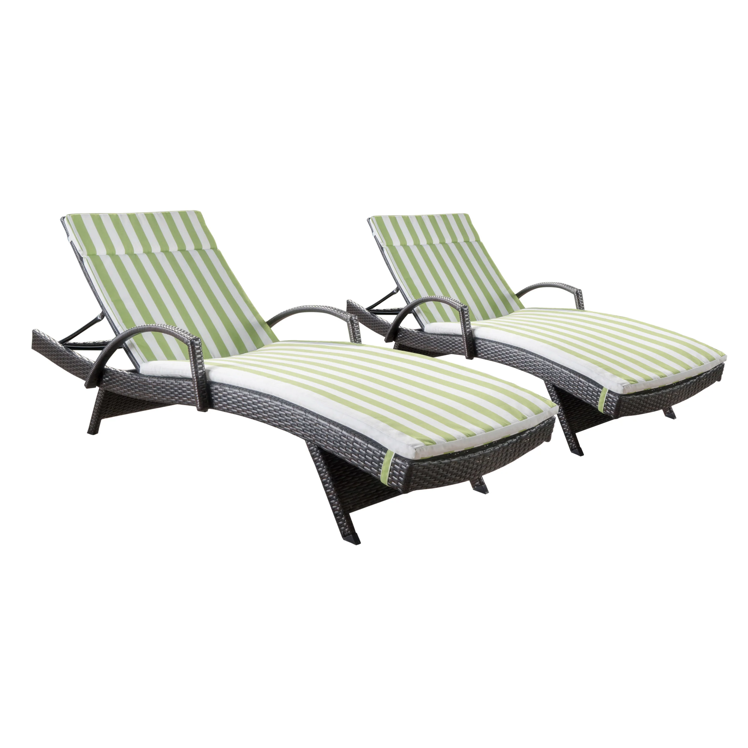 Lakeport Outdoor Wicker Lounge with Water Resistant Cushion (Set of 2) - furnishings