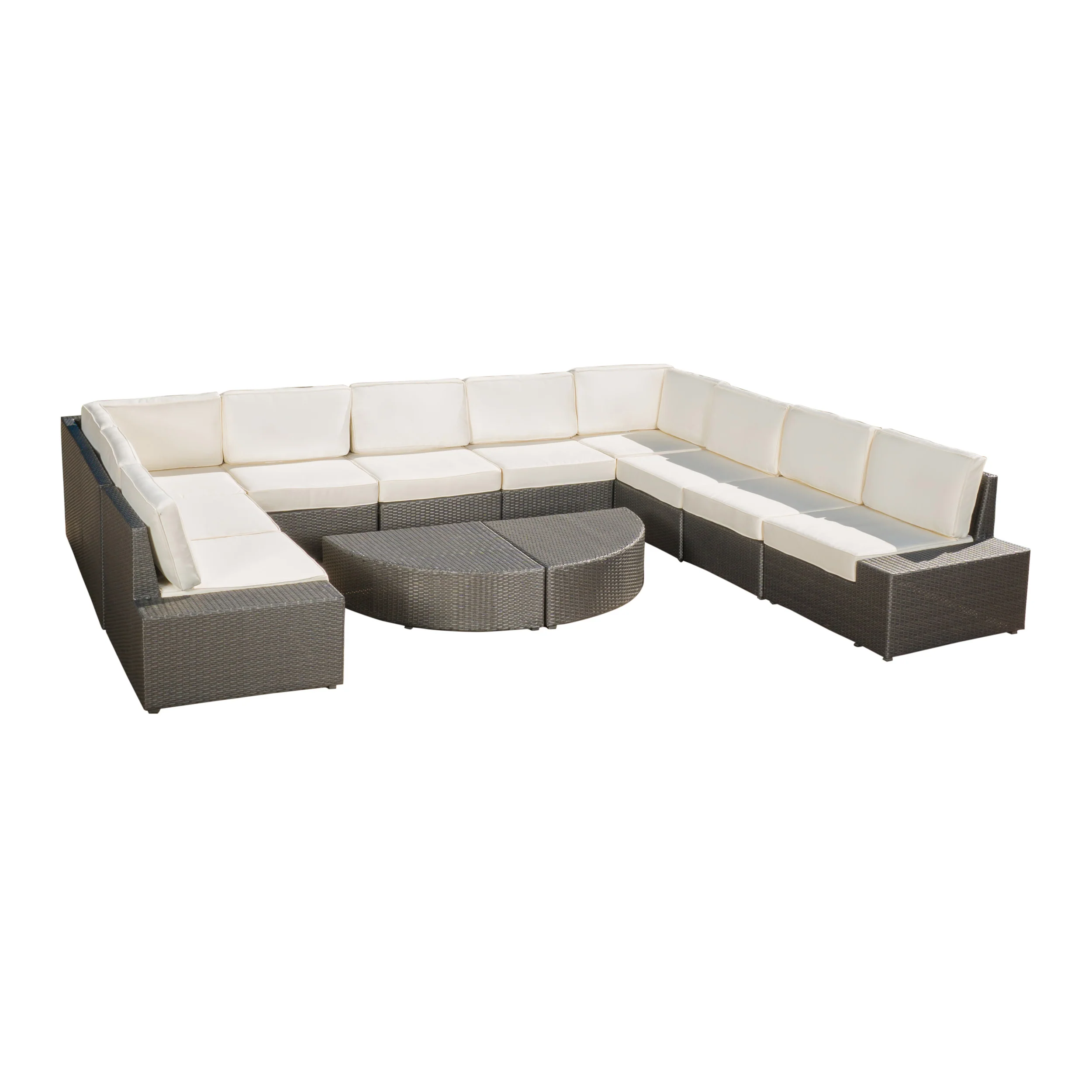 Reddington 12pc Outdoor Wicker Sectional Sofa Set w/ Cushions - furnishings