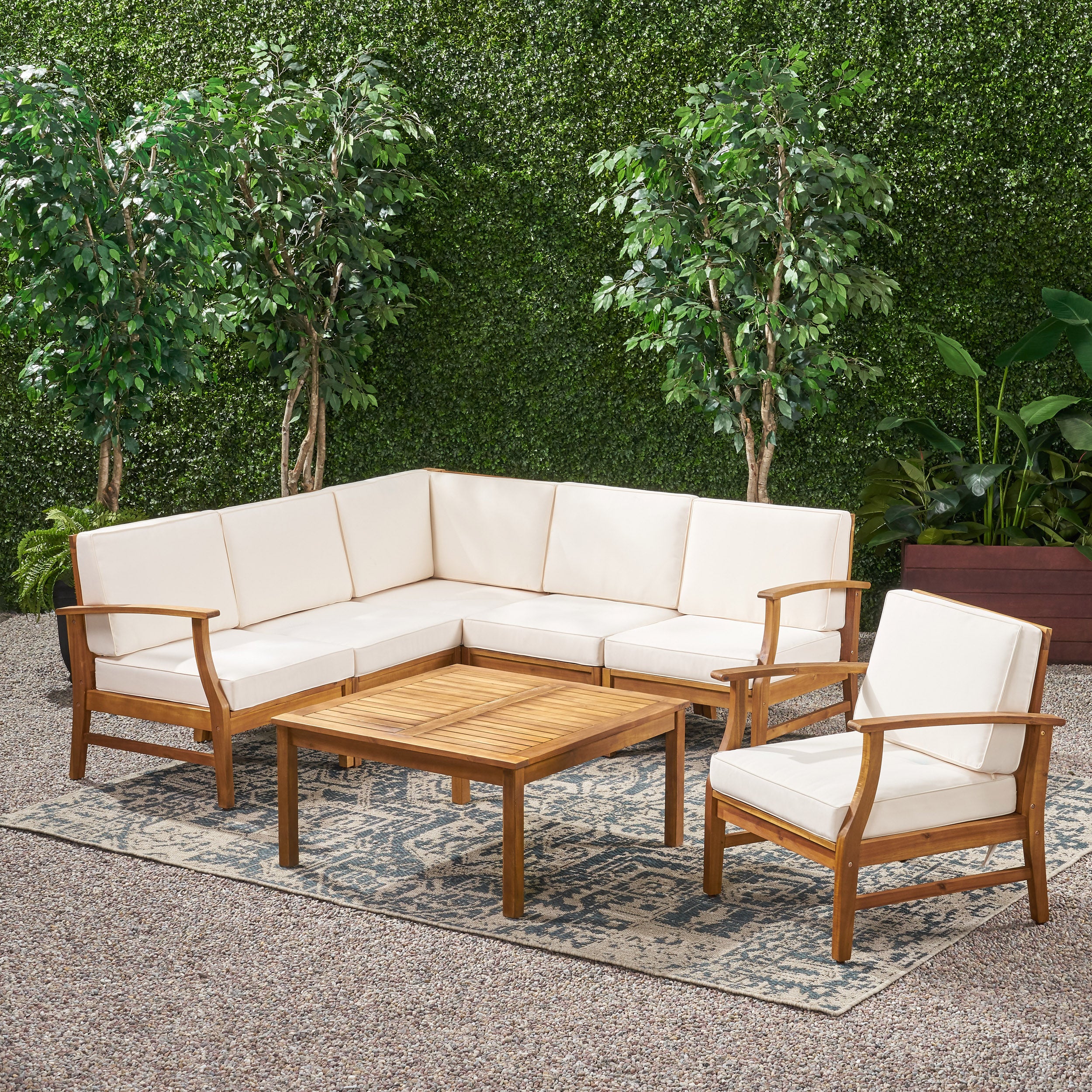Capri 6-Seater Outdoor Wooden Sectional - furnishings