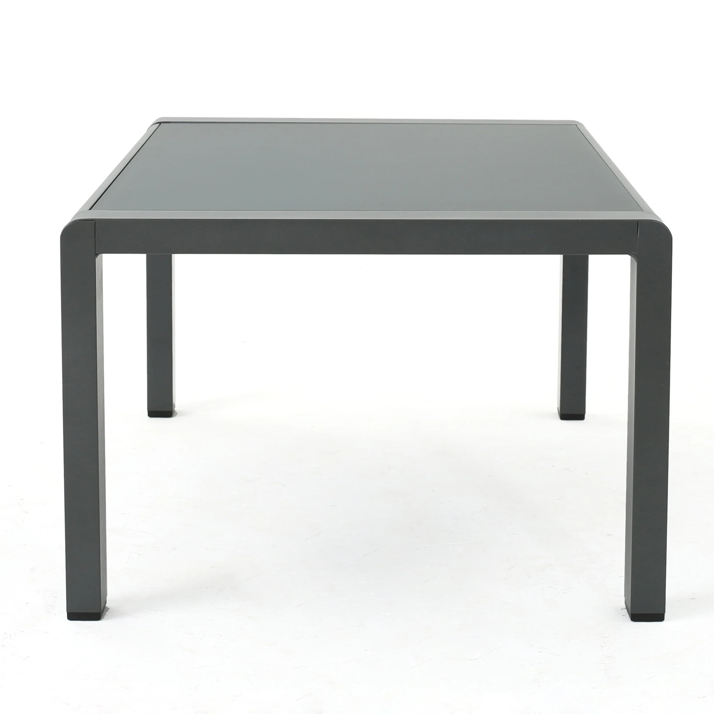 Crested Bay Outdoor Gray Aluminum Coffee Table with Tempered Glass Table Top - furnishings