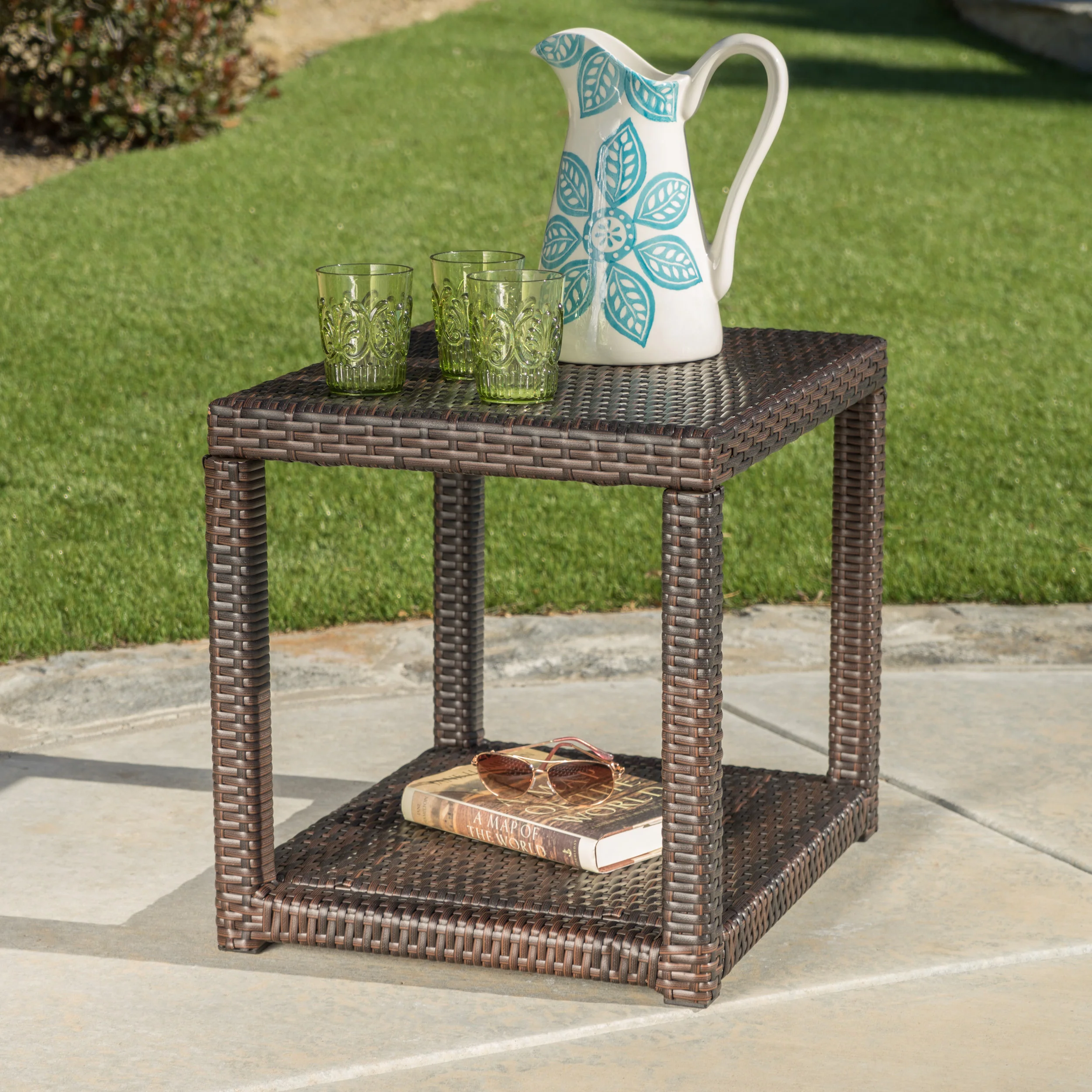 Parham Outdoor 3 Piece Multi-brown Wicker Stacking Chair Chat Set - furnishings