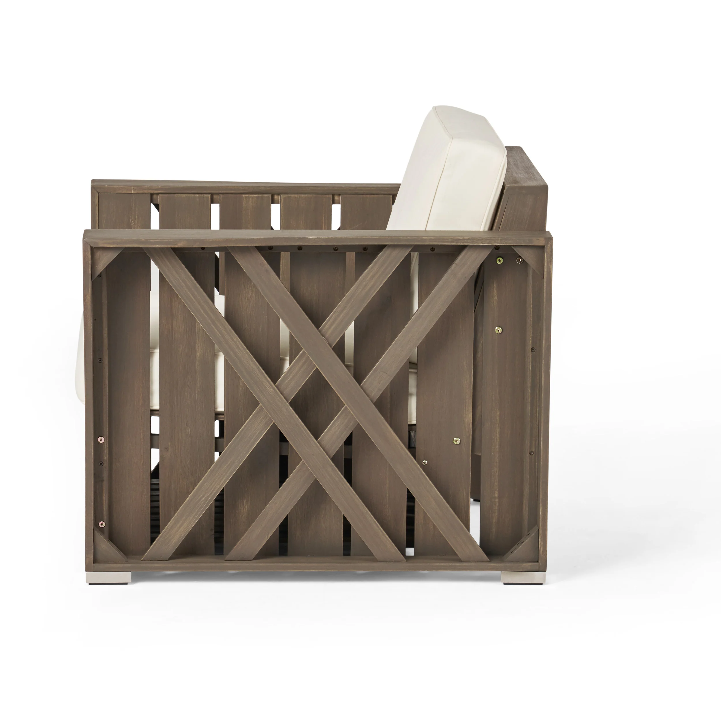 Edward Outdoor Acacia Wood Club Chair with Cushion - furnishings