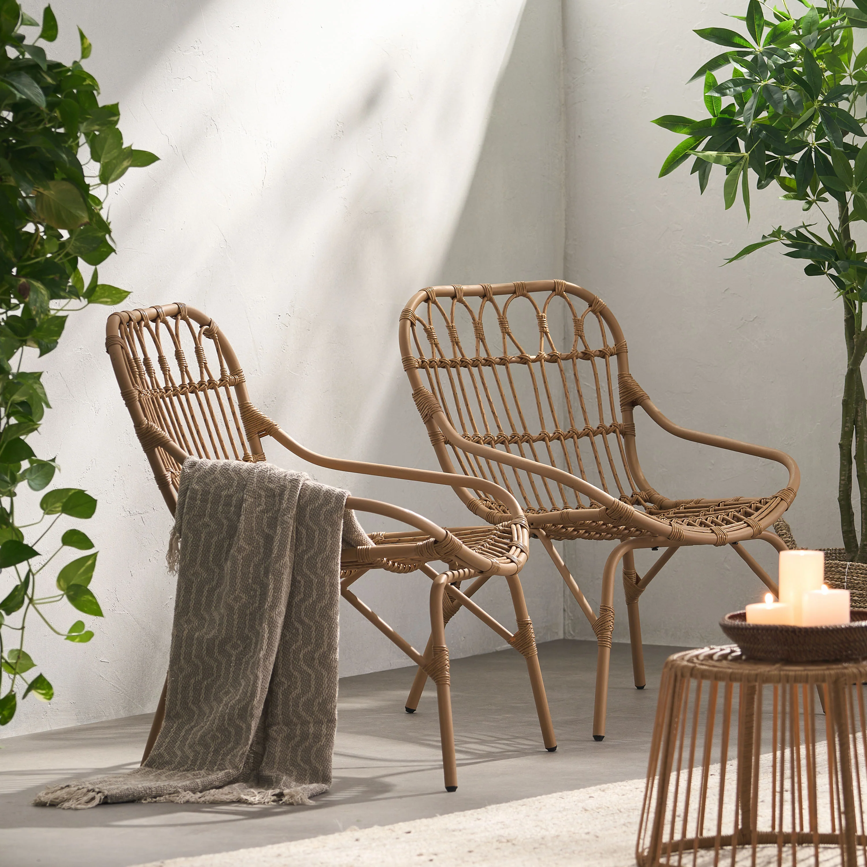 Barrister Outdoor Wicker Accent Chairs, Set of 2 - furnishings