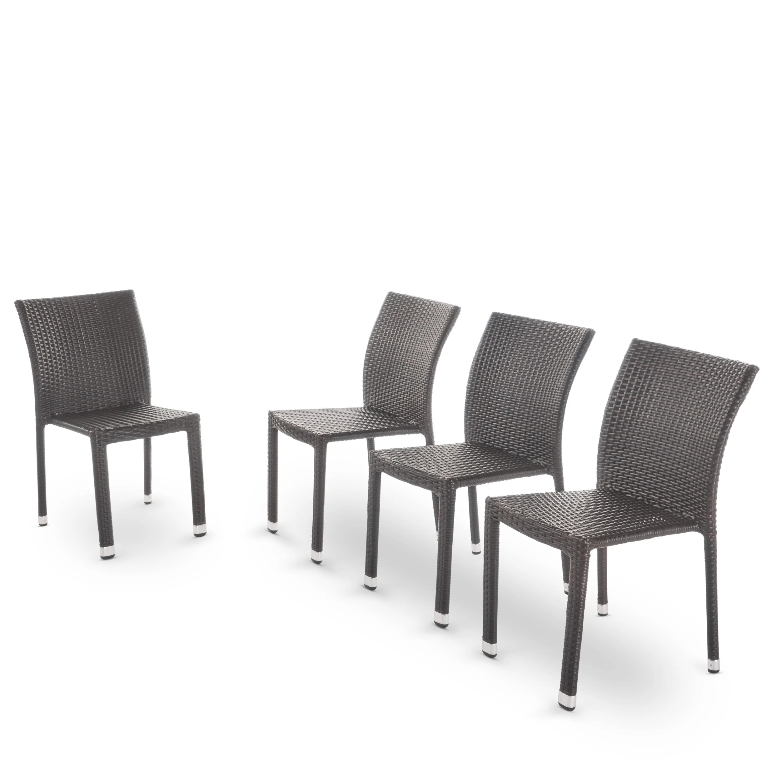 Dorside Outdoor Wicker Armless Stack Chairs With Aluminum Frame - furnishings
