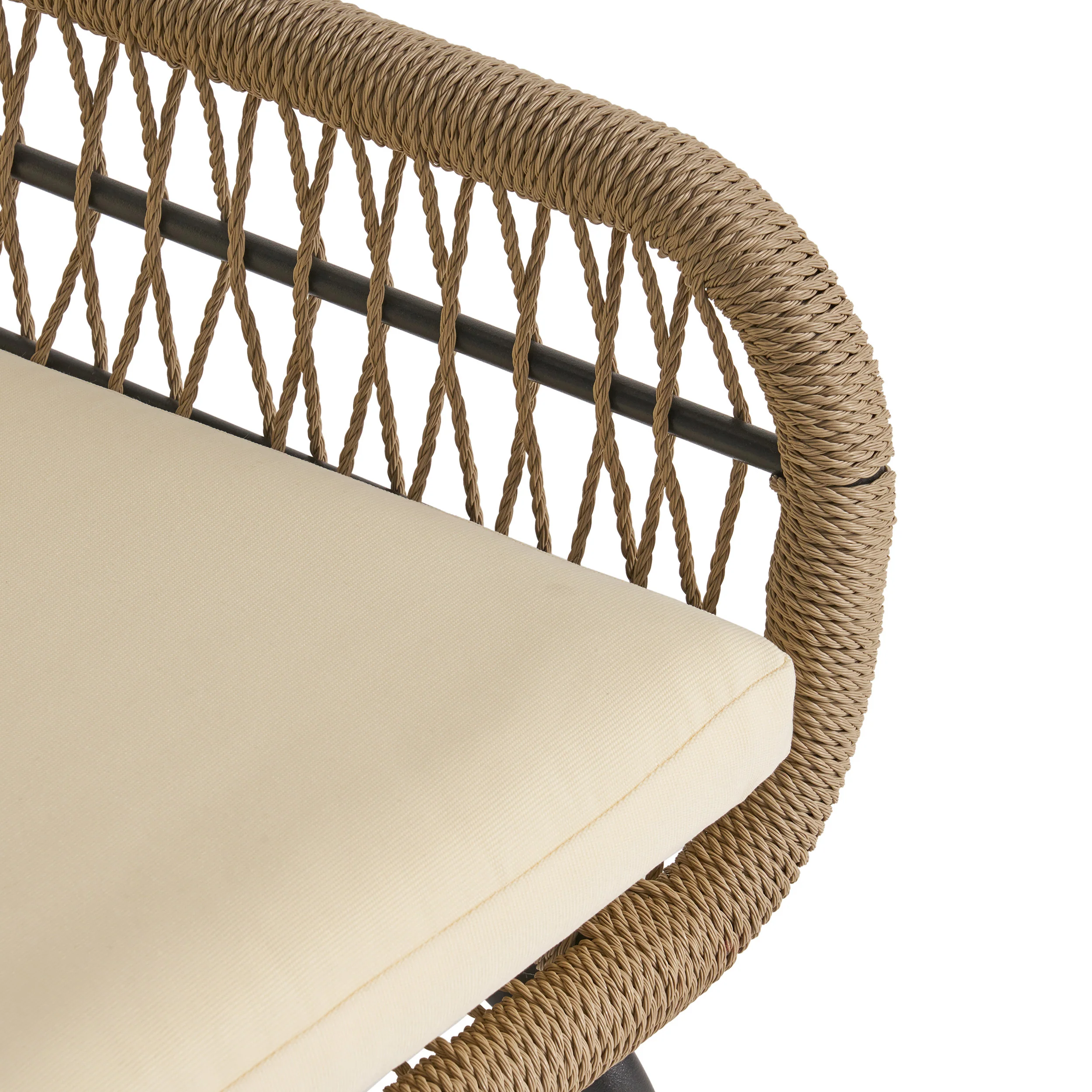 Karen Outdoor Club Chairs, Steel and Rope, Water-Resistant Cushions, Boho - furnishings
