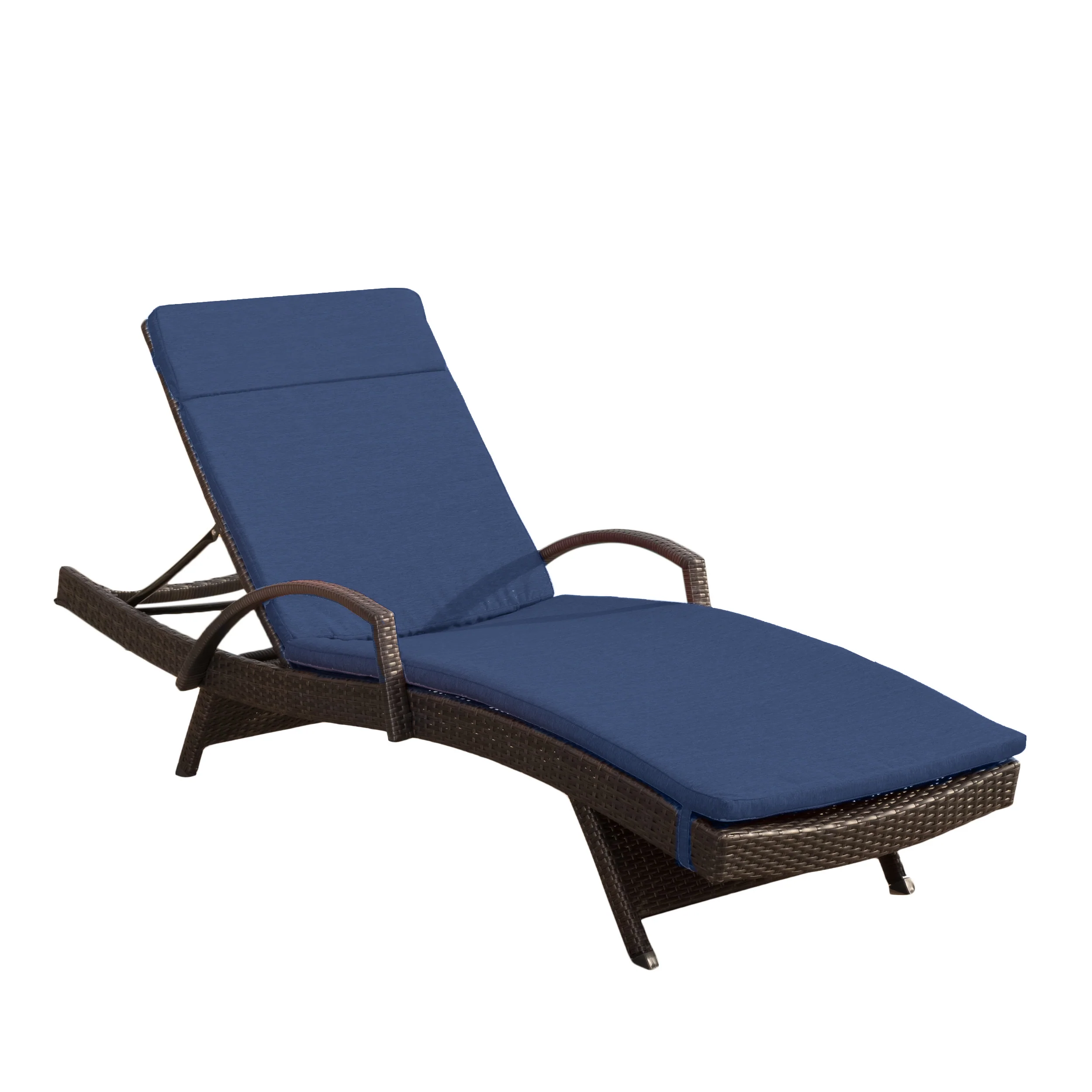 Lakeport Outdoor Adjustable Armed Chaise Lounge Chair w/ Cushion - furnishings