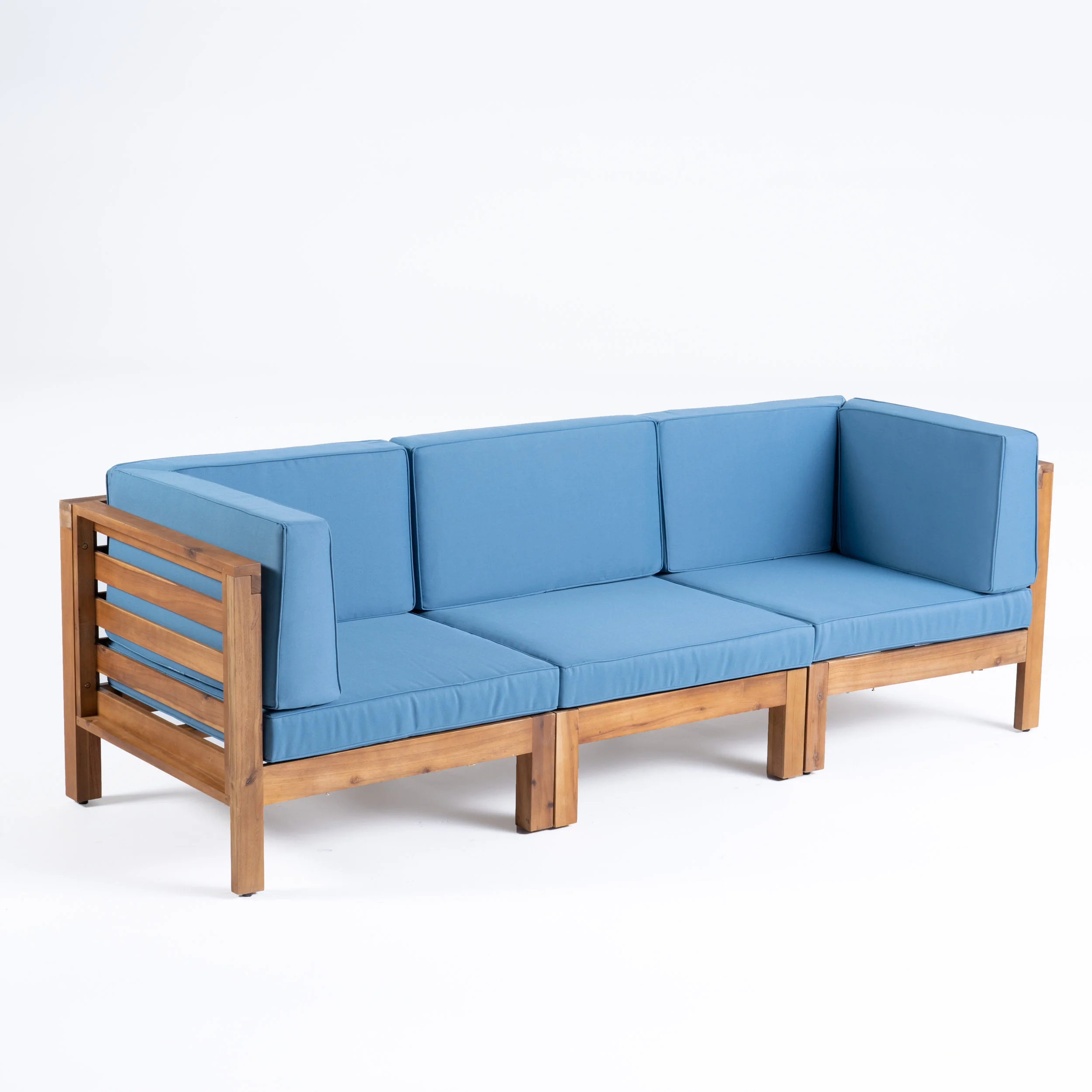 Dawson Outdoor Sectional Sofa Set - 3-Seater - Acacia Wood - Outdoor Cushions - furnishings
