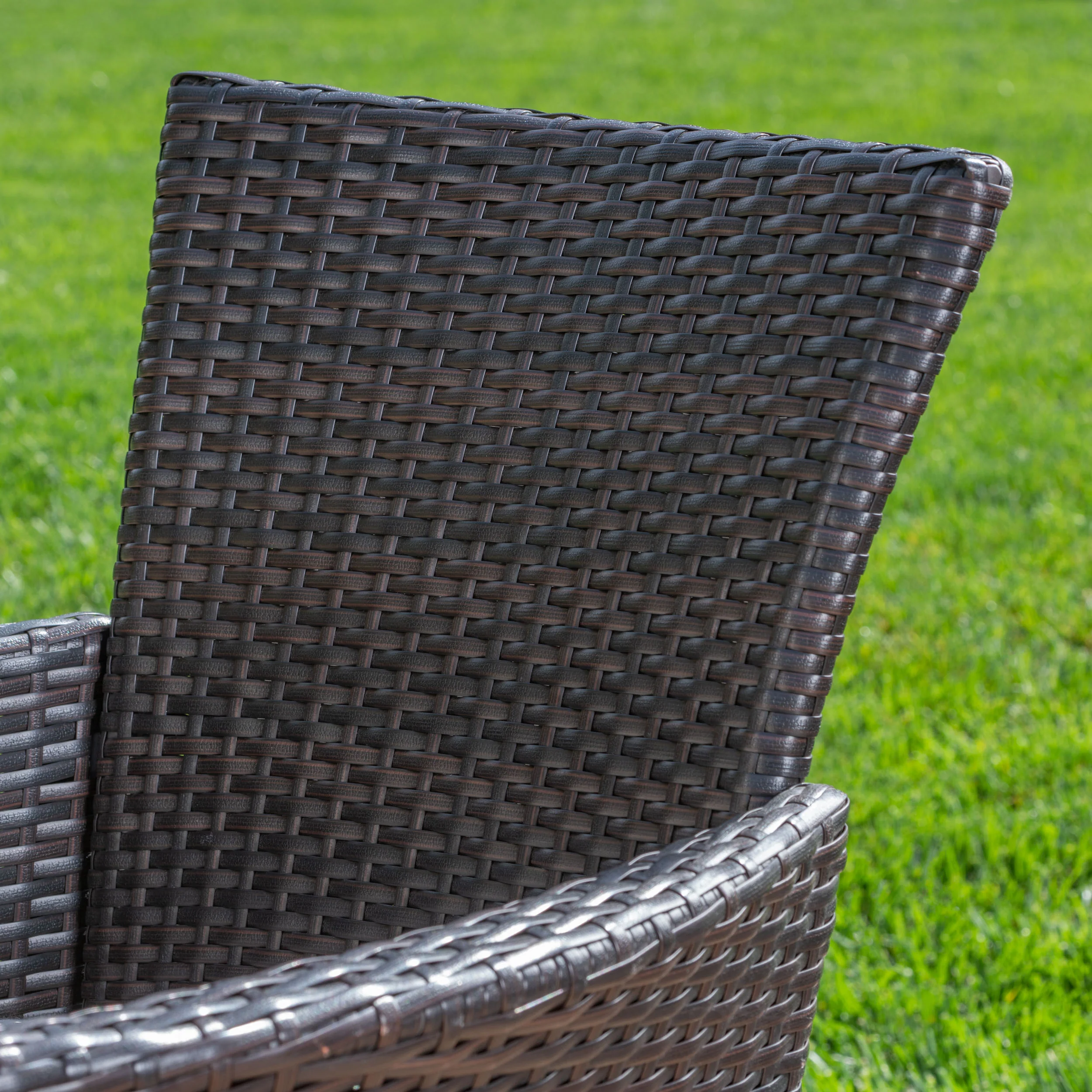 William Outdoor 3 Piece Acacia Wood/ Wicker Bistro Set with Cushions, Teak Finish and Multibrown with Beige - furnishings