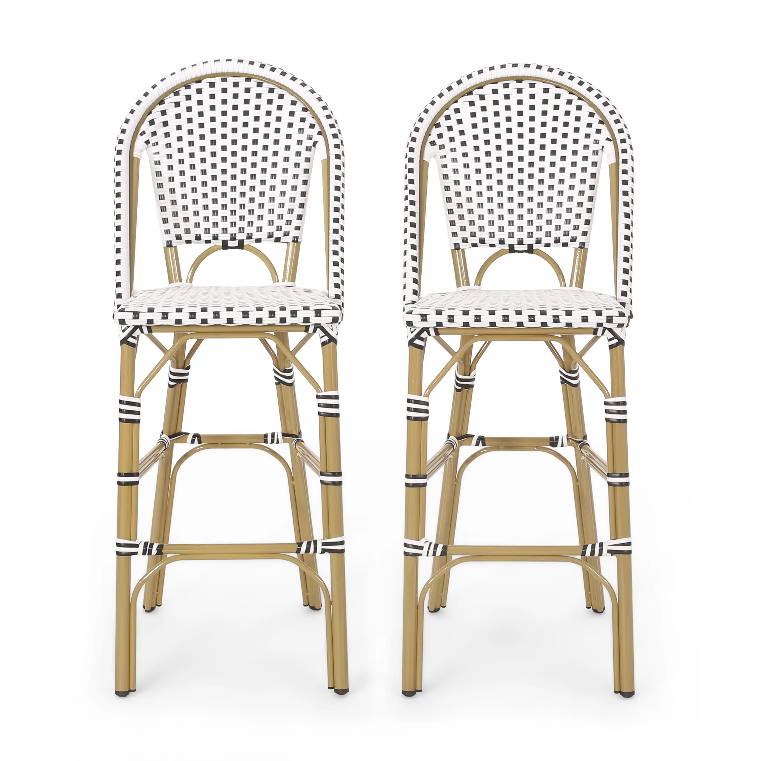 Grelton Outdoor Aluminum French Barstools, Set of 2 - furnishings