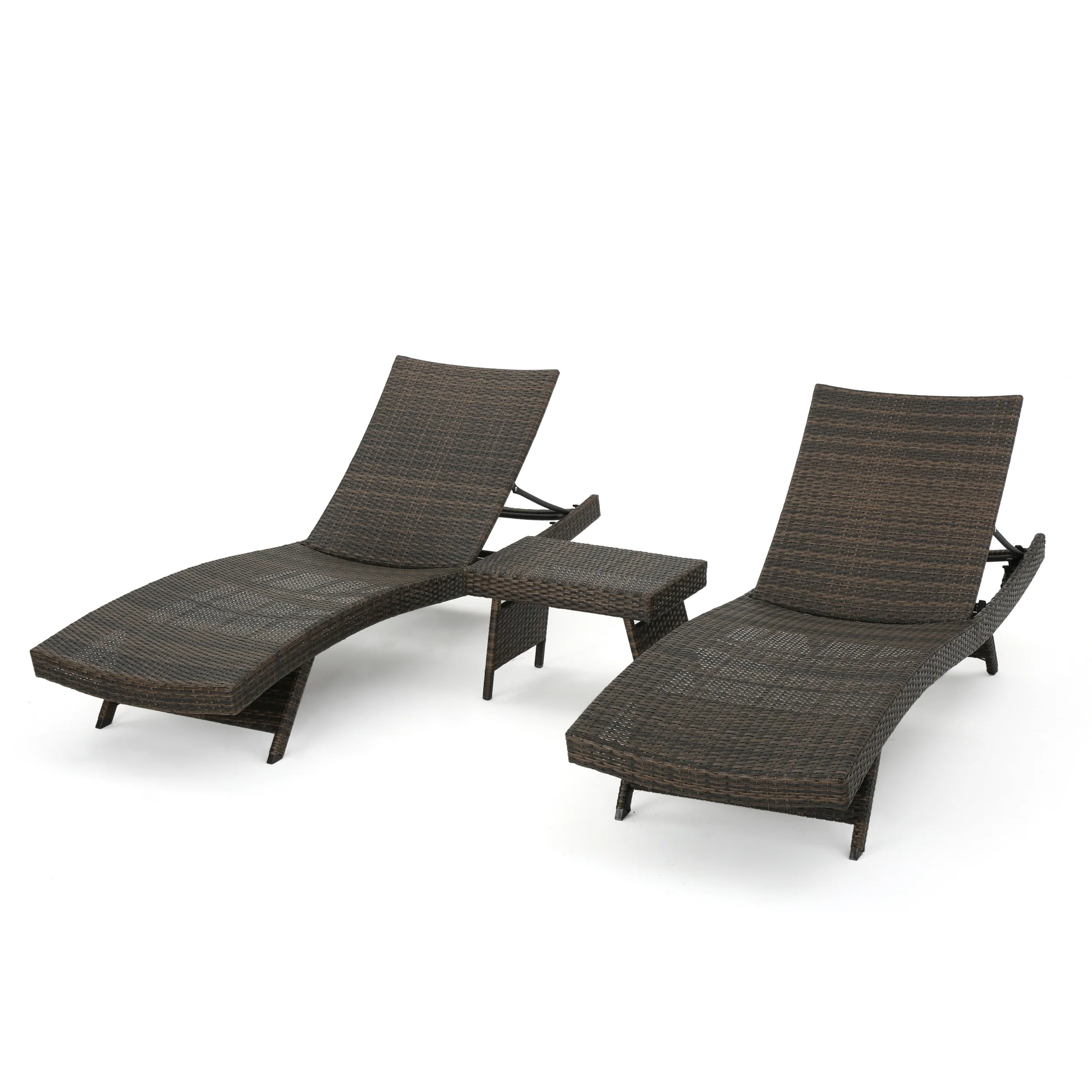 Thelma Outdoor Wicker Chaise Lounge w/ Aluminum Frame & Table - furnishings