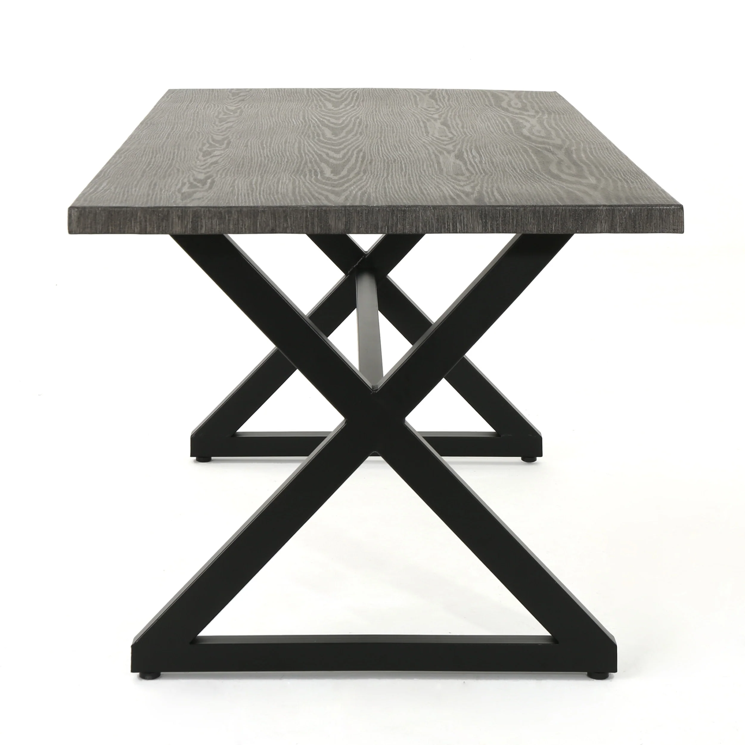 Rosarito Outdoor Aluminum Dining Table with Black Steel Frame - furnishings