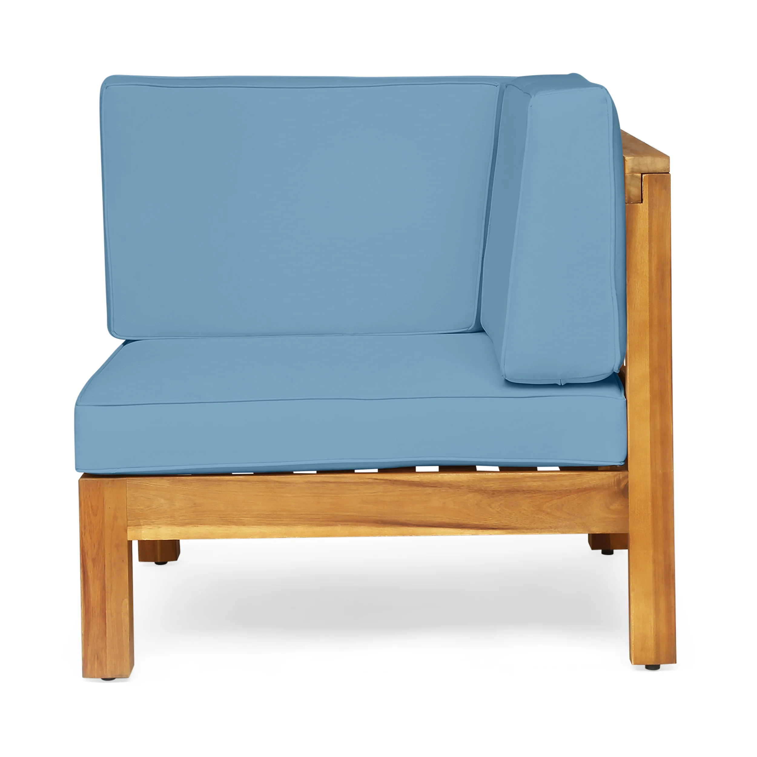 Brava Outdoor Modular Acacia Wood Sofa with Cushions and Coffee Table Set - furnishings