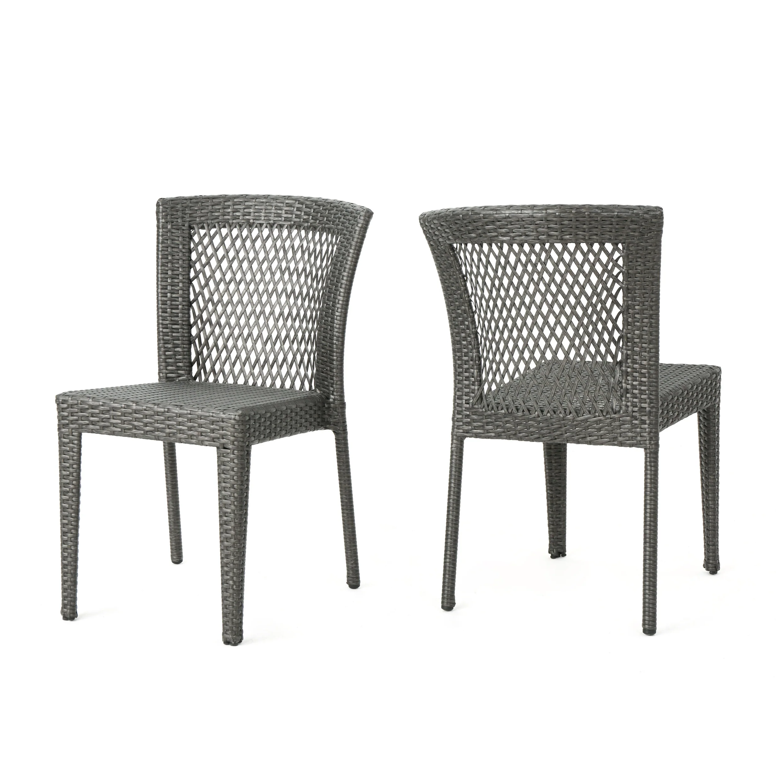 Bonnie Outdoor Gray Wicker Stackable Dining Chairs - furnishings