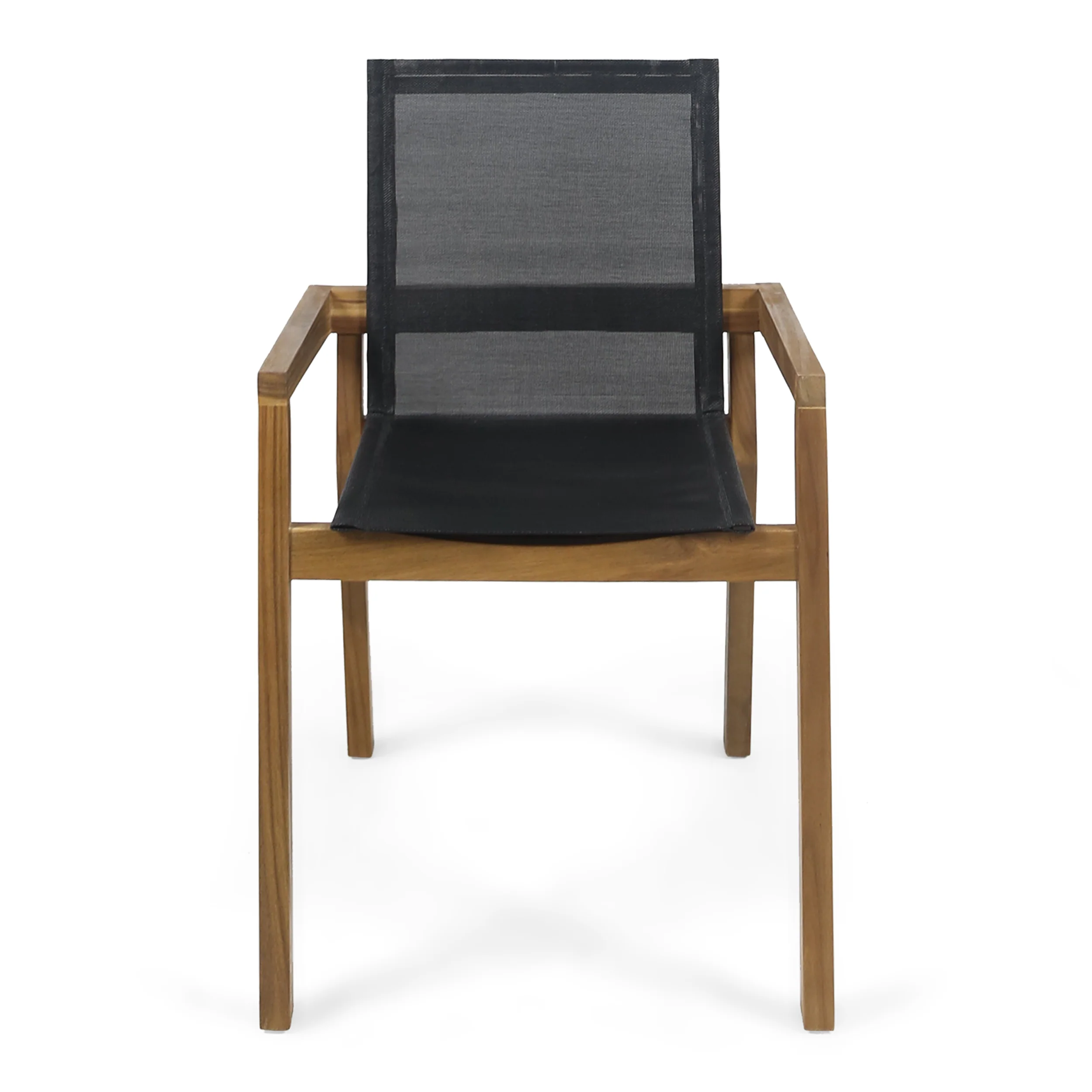 Jimmy Outdoor Acacia Wood and Mesh Dining Chairs (Set of 2) - furnishings