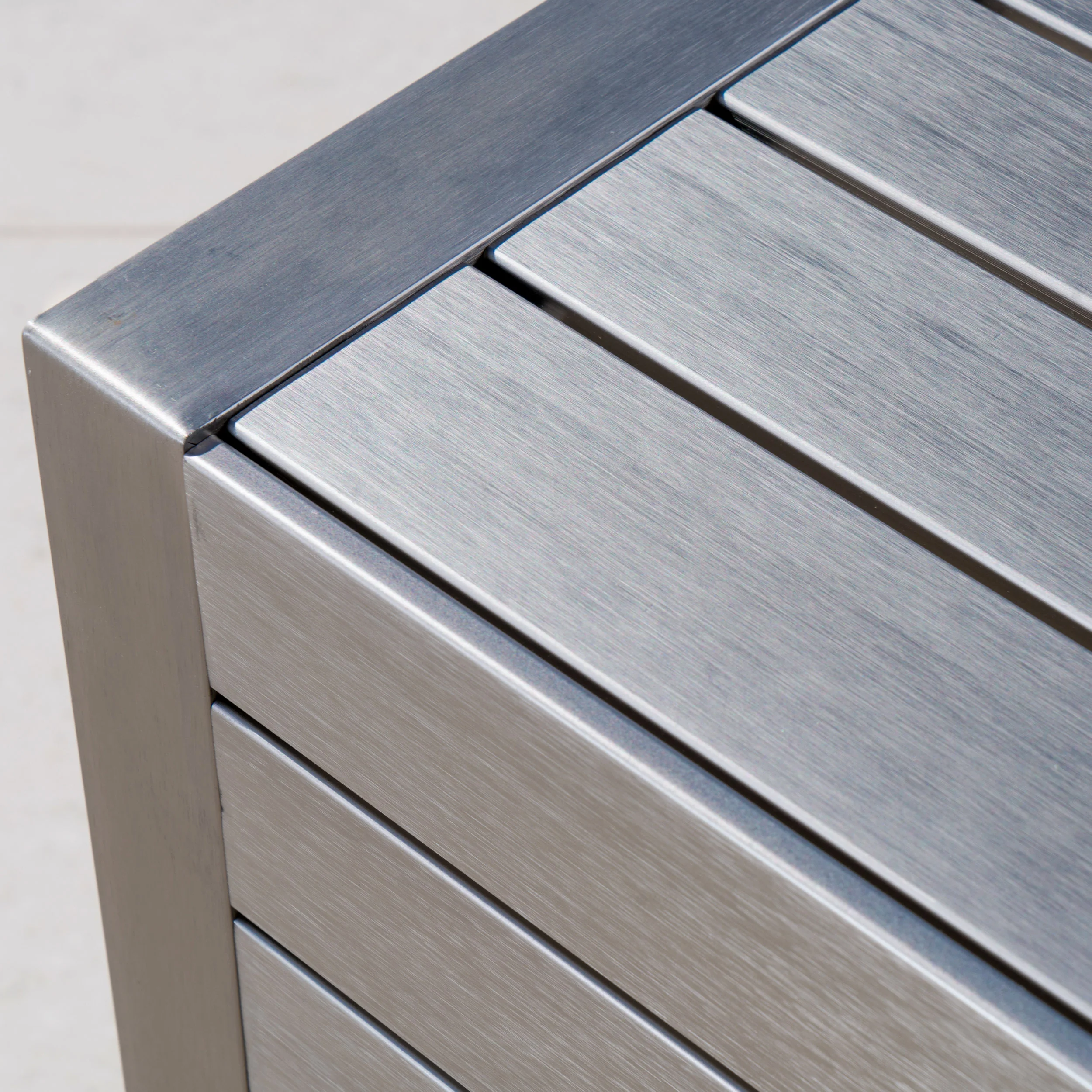 Parrish Coral Outdoor Aluminum Club Chairs and Side Table Set with Cushions, Silver and Cabana Classic Sunbrella (Optional Sunbrella Cushions) - furnbro