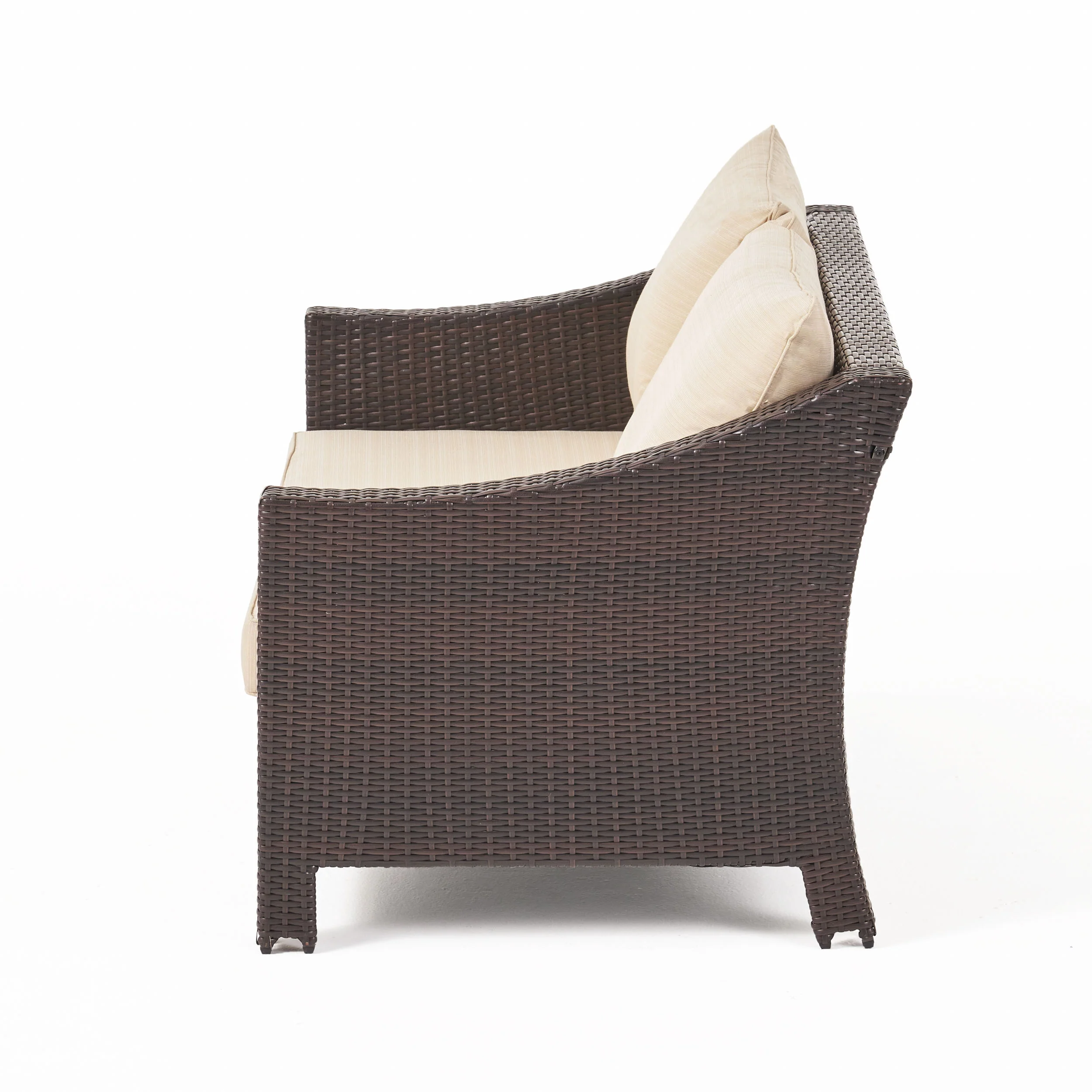 Aspen Outdoor Wicker Loveseat and Coffee Table with Cushions - furnishings