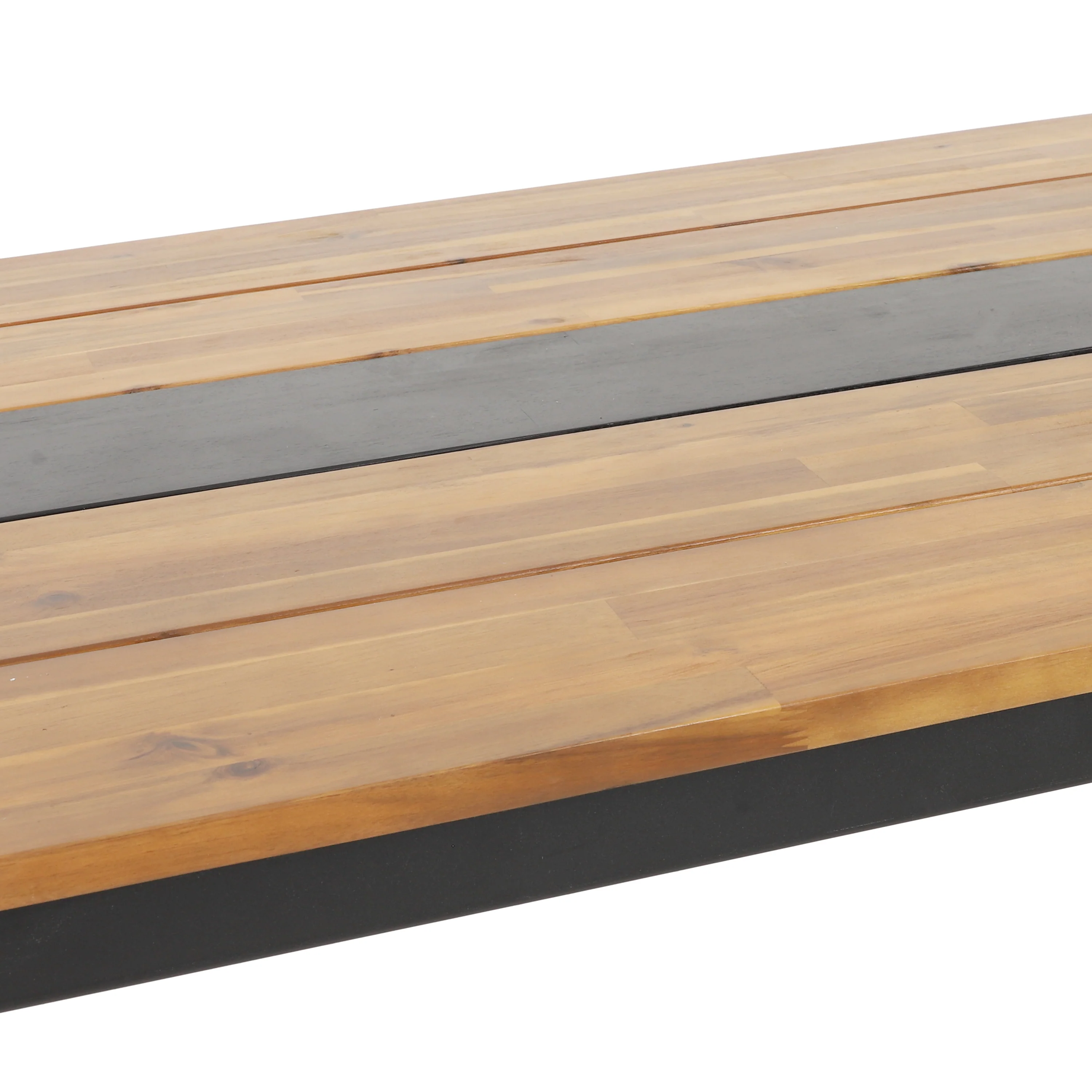 Colcord Outdoor Modern Industrial Acacia Wood Dining Table, Teak and Black - furnishings