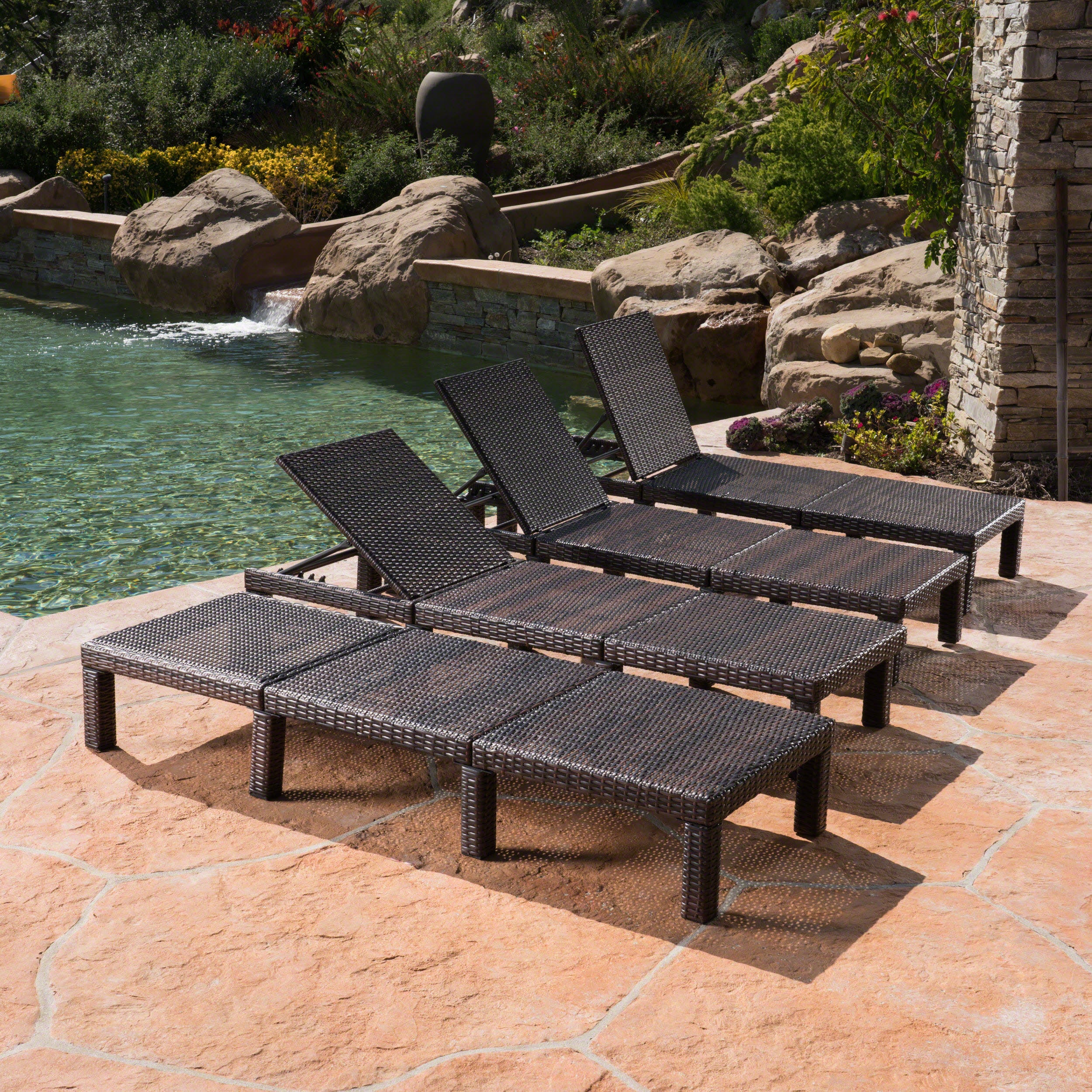 Joyce Outdoor Multi-brown Wicker Chaise Lounge without Cushion - furnishings