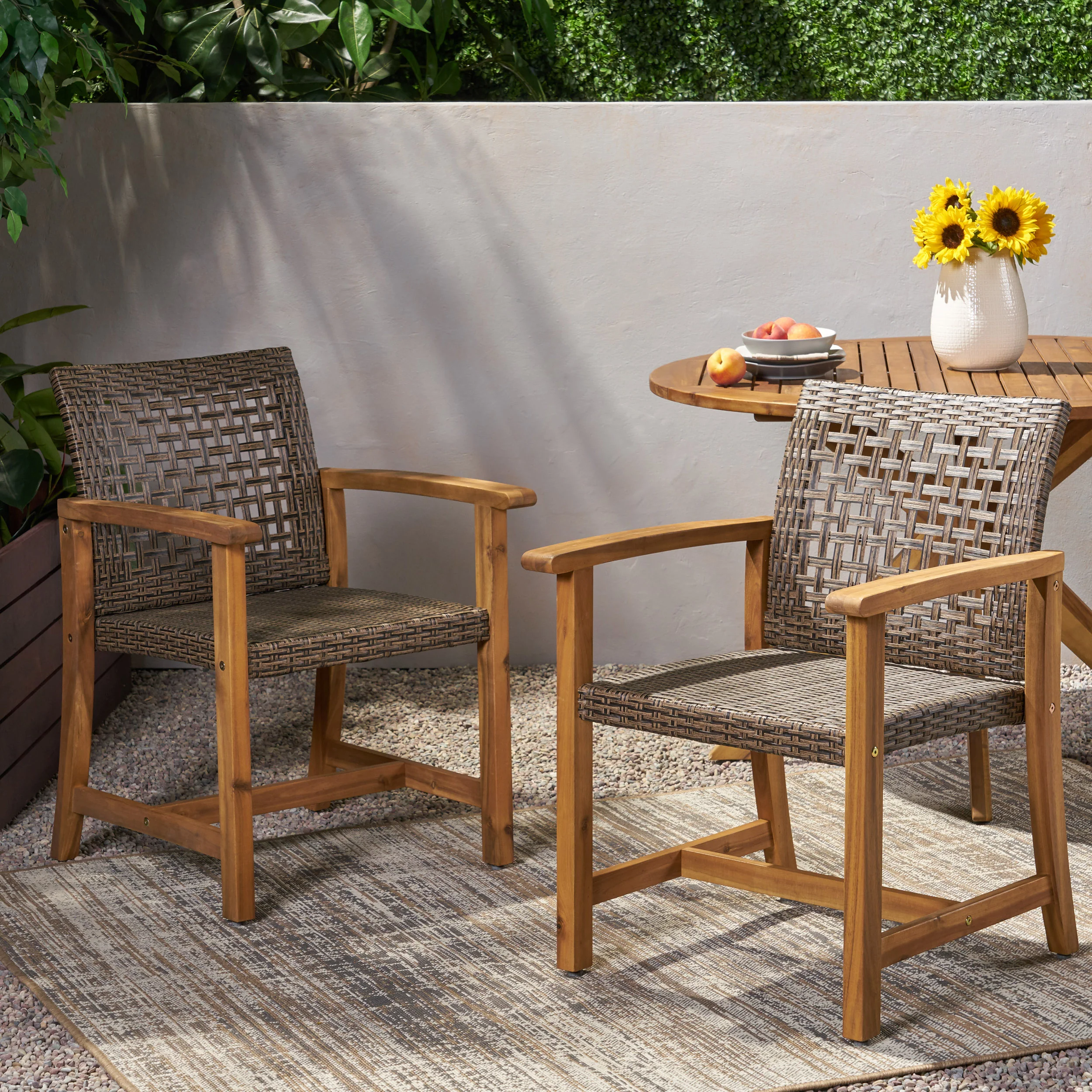 Levant Outdoor Acacia Wood Dining Chair (Set of 2) - furnishings