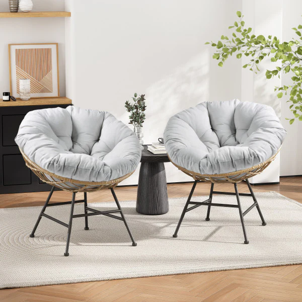 Richmond Outdoor PE Rattan Shelll Chair with Cushions - furnishings