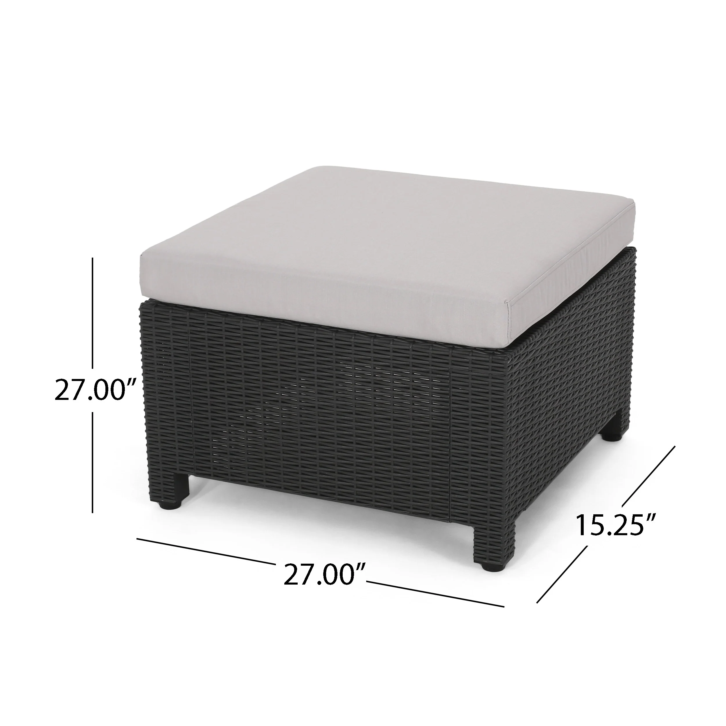 Riley Outdoor Wicker Print 2 Seater Chat Set with Ottomans - furnishings