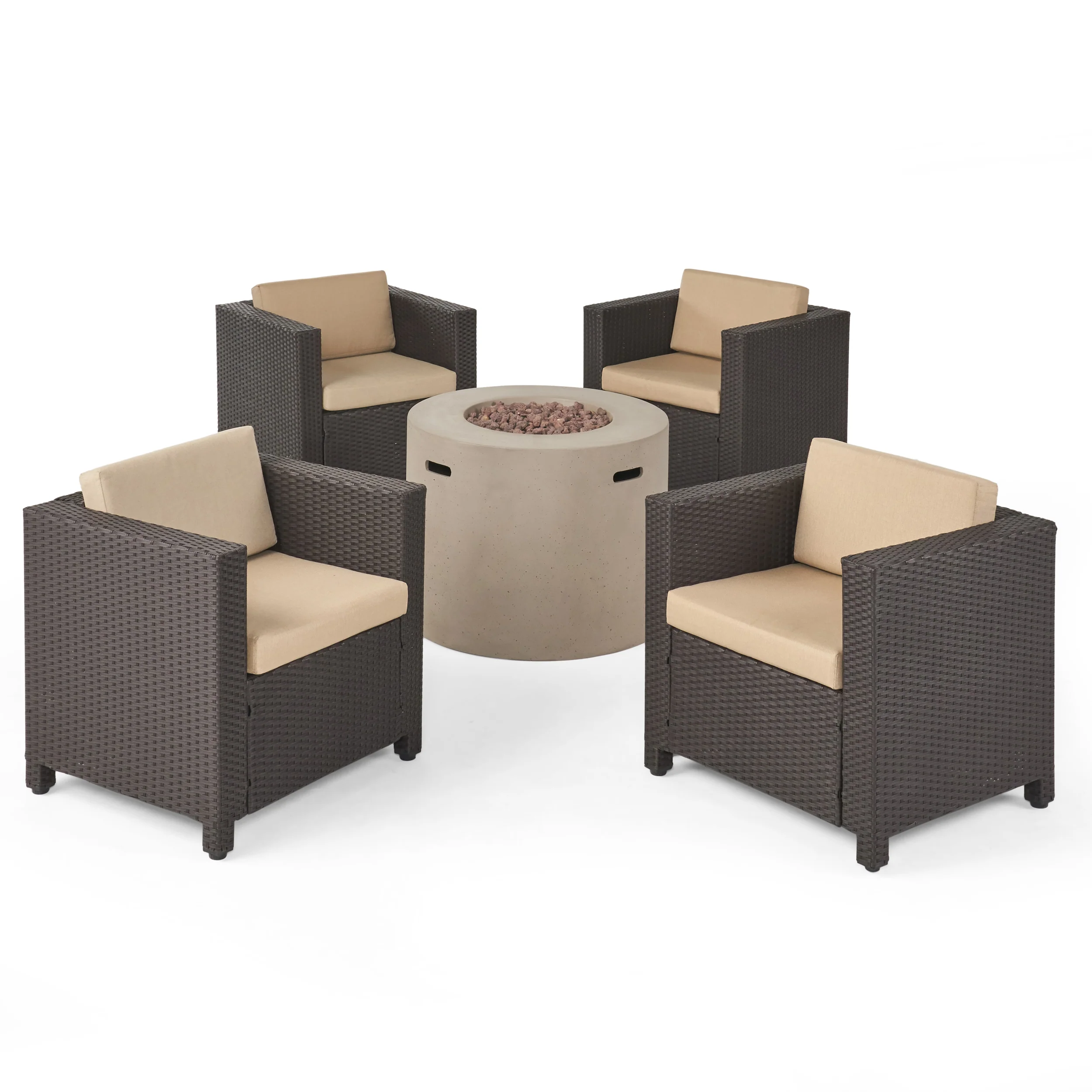 Venice 4-Seater Outdoor Fire Pit Chat Set - furnishings