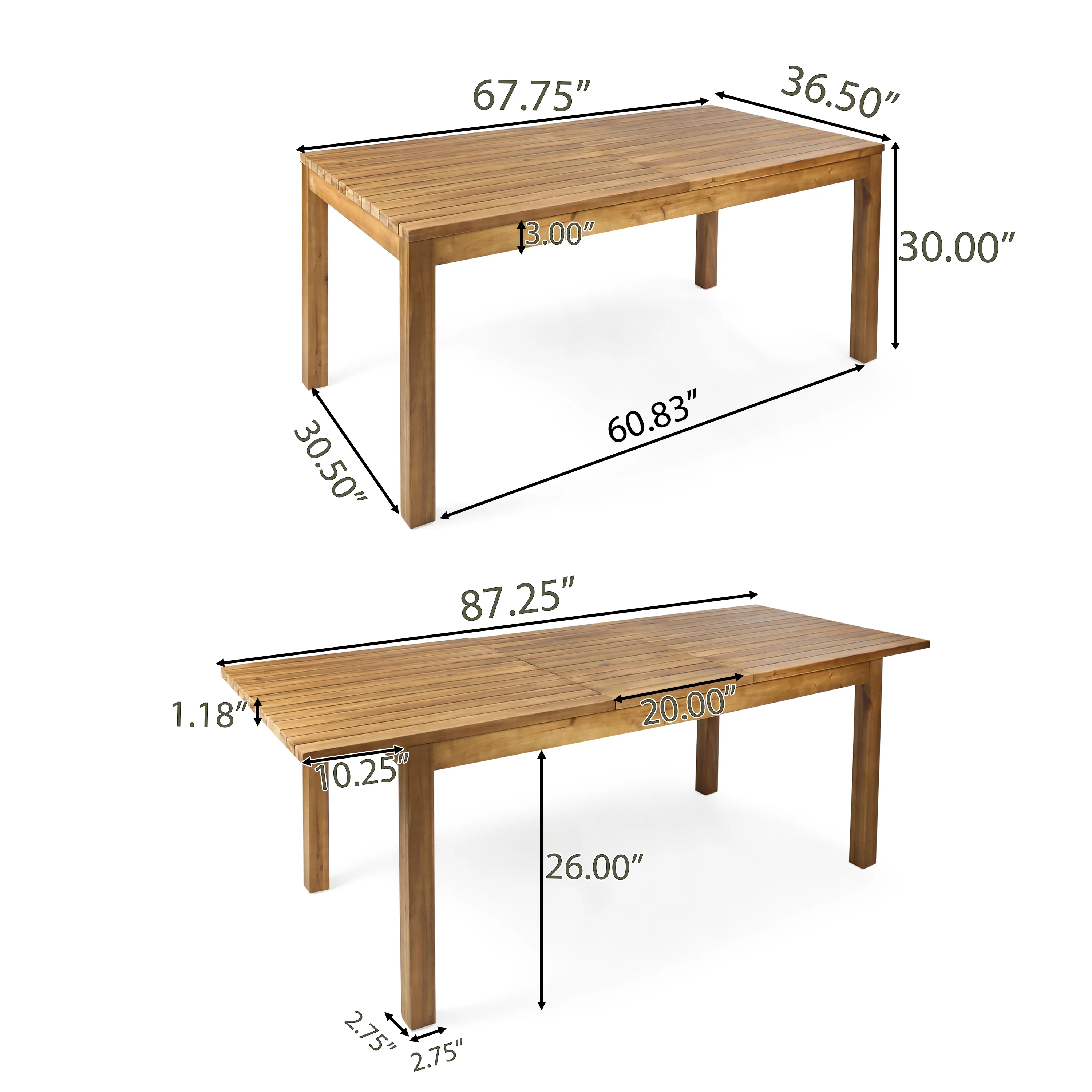 William Outdoor Expandable Teak Finished Acacia Wood Dining Table - furnishings