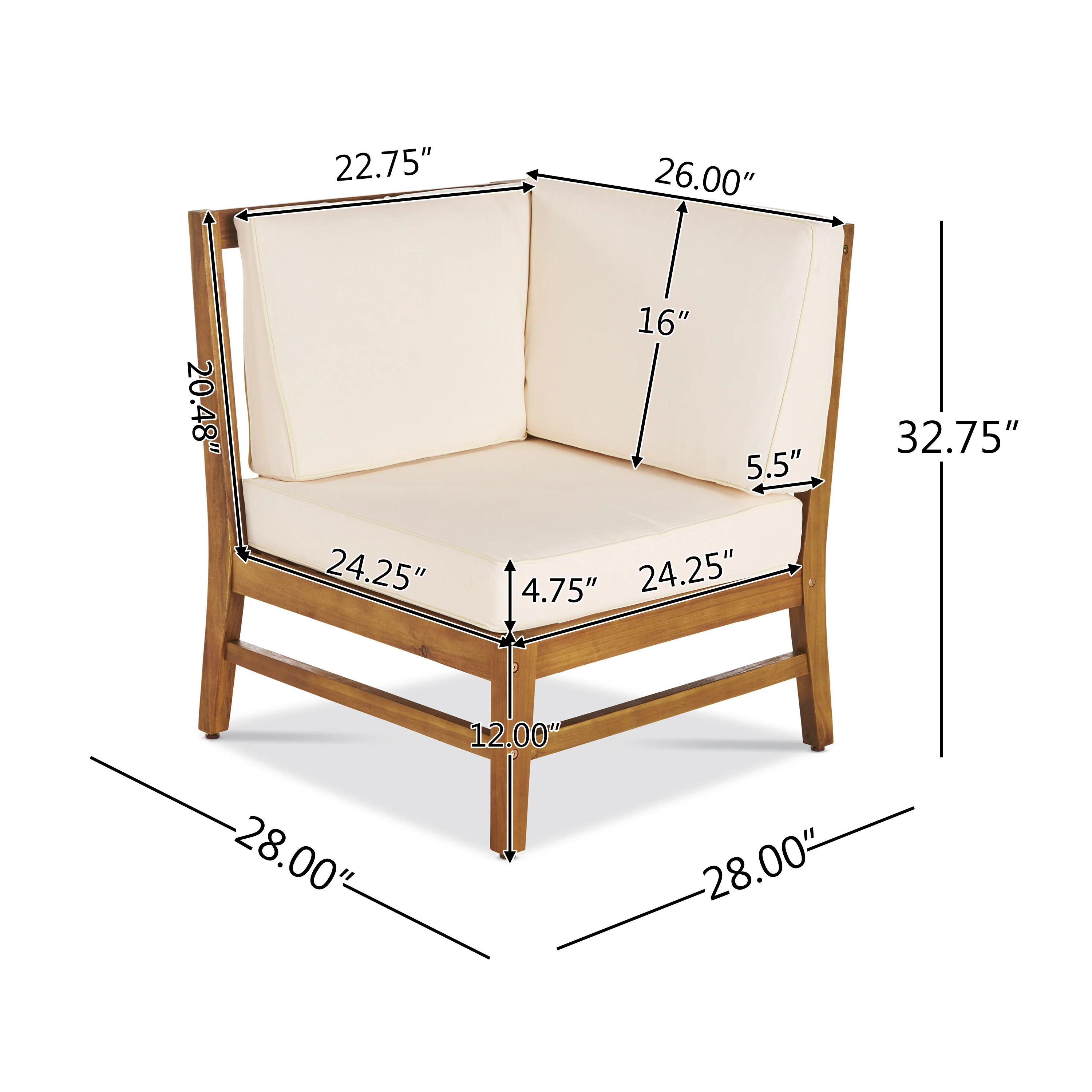 Nyeemah Outdoor 6 Seater Acacia Wood Sofa Set with Square Fire Table and Tank - furnishings