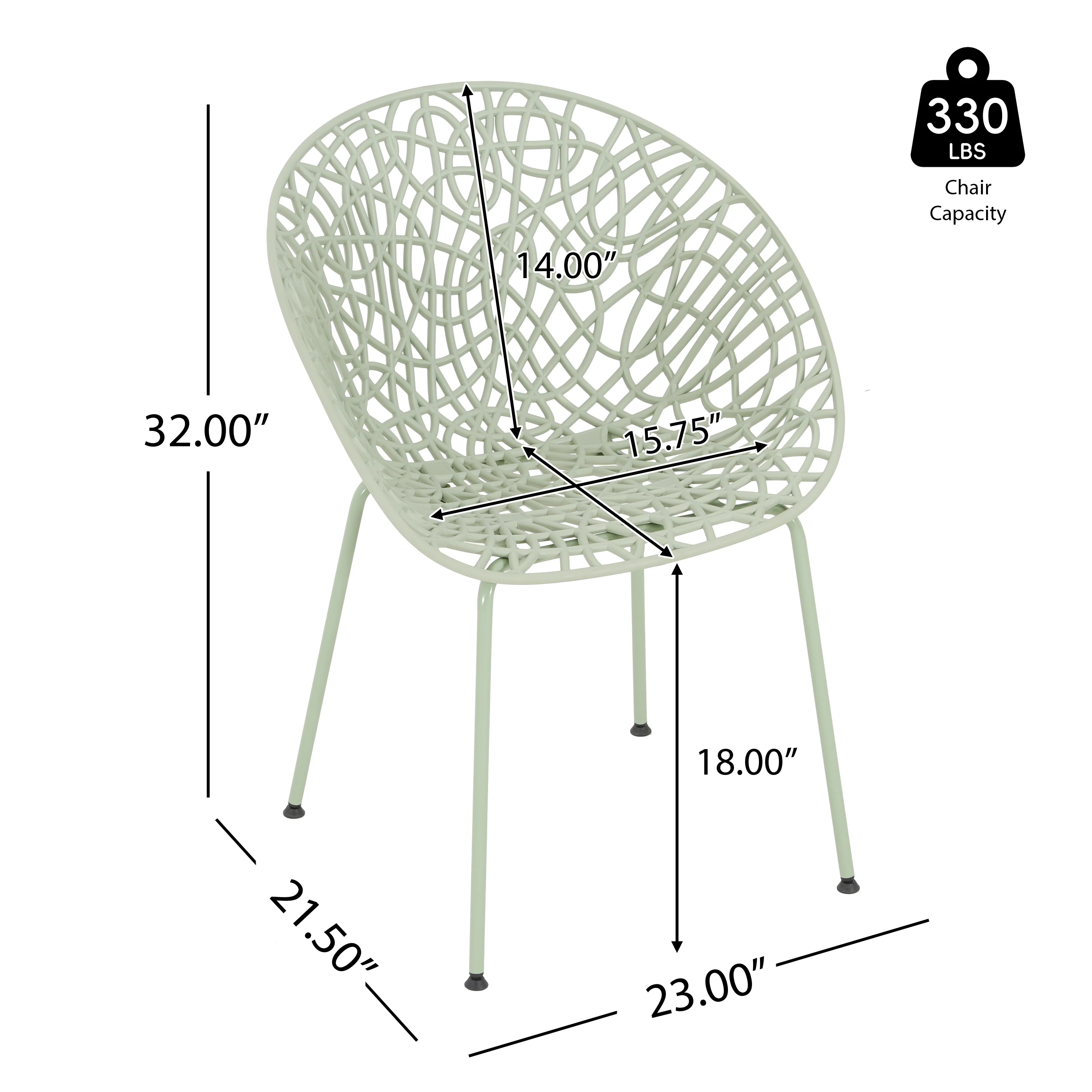 Dahliae Outdoor Patio Dining Chairs, Iron & Plastic, Set of 2 - furnishings