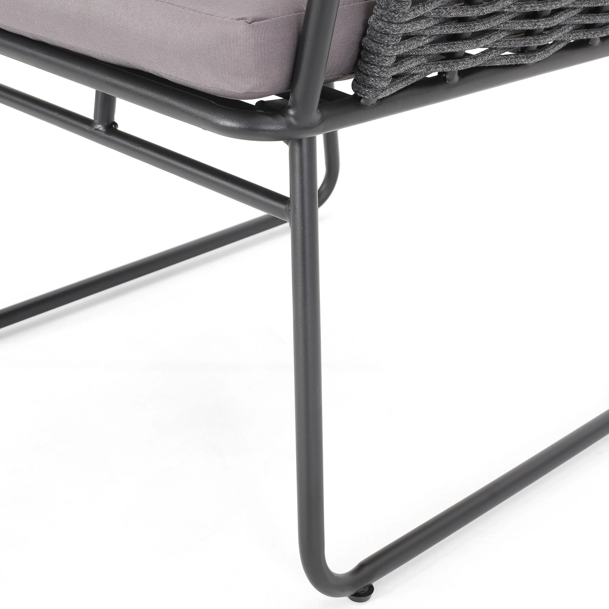 Morocco Modern Outdoor Rope Weave Chat Set with Side Table - furnishings