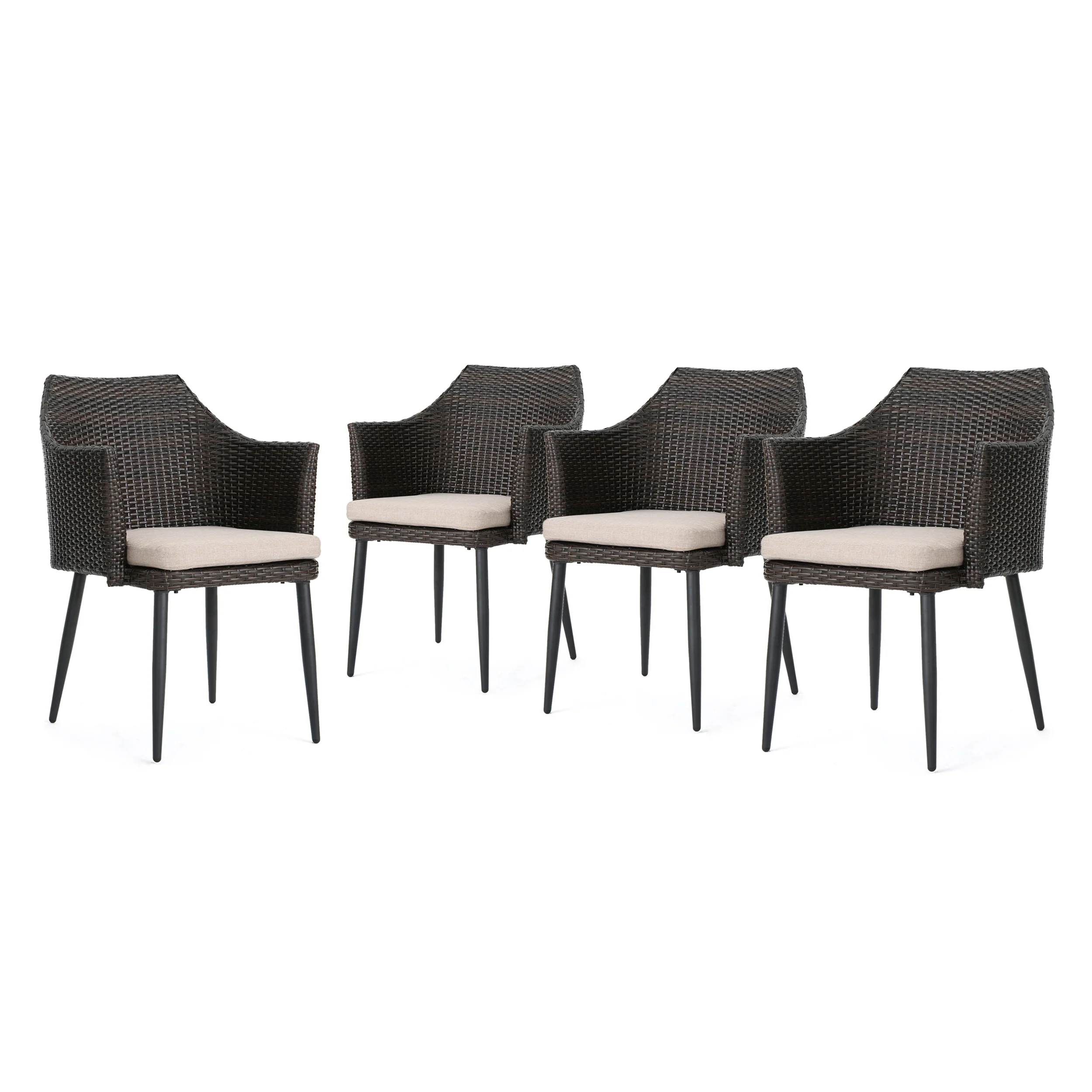 Iris Outdoor Wicker Dining Chairs with Water Resistant Cushions (Set of 4) - furnishings