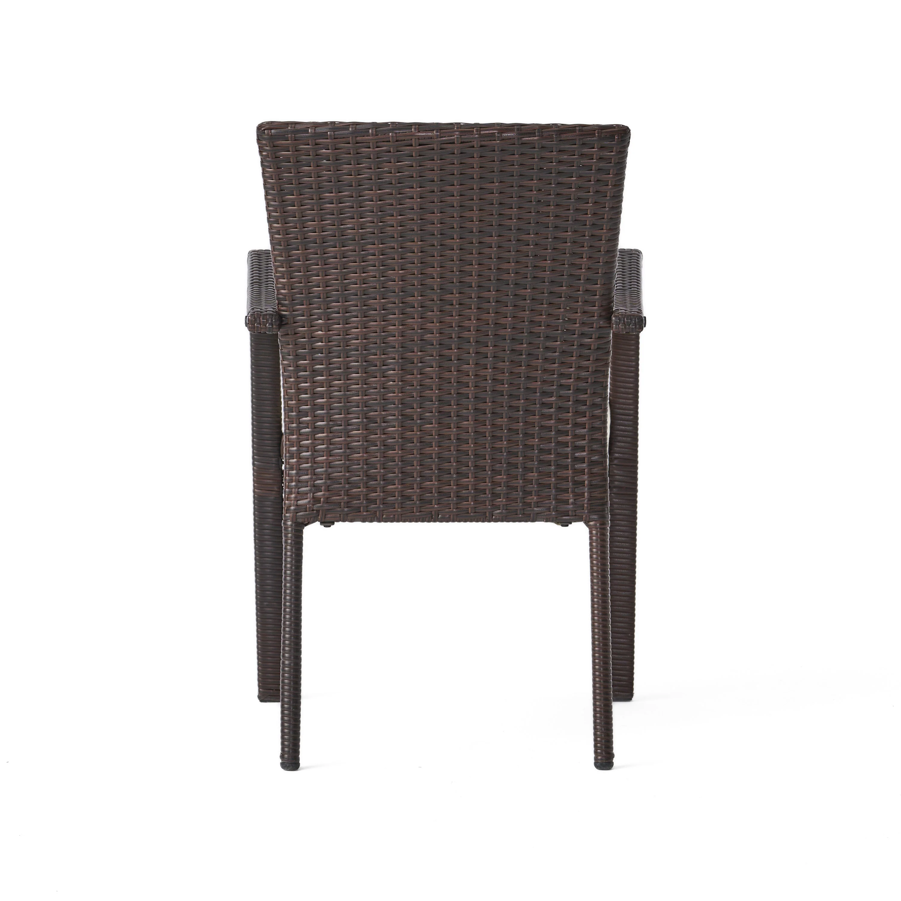 Melba Outdoor Brown Wicker Dining Chair with Beige Cushion (Set of 2) - furnishings