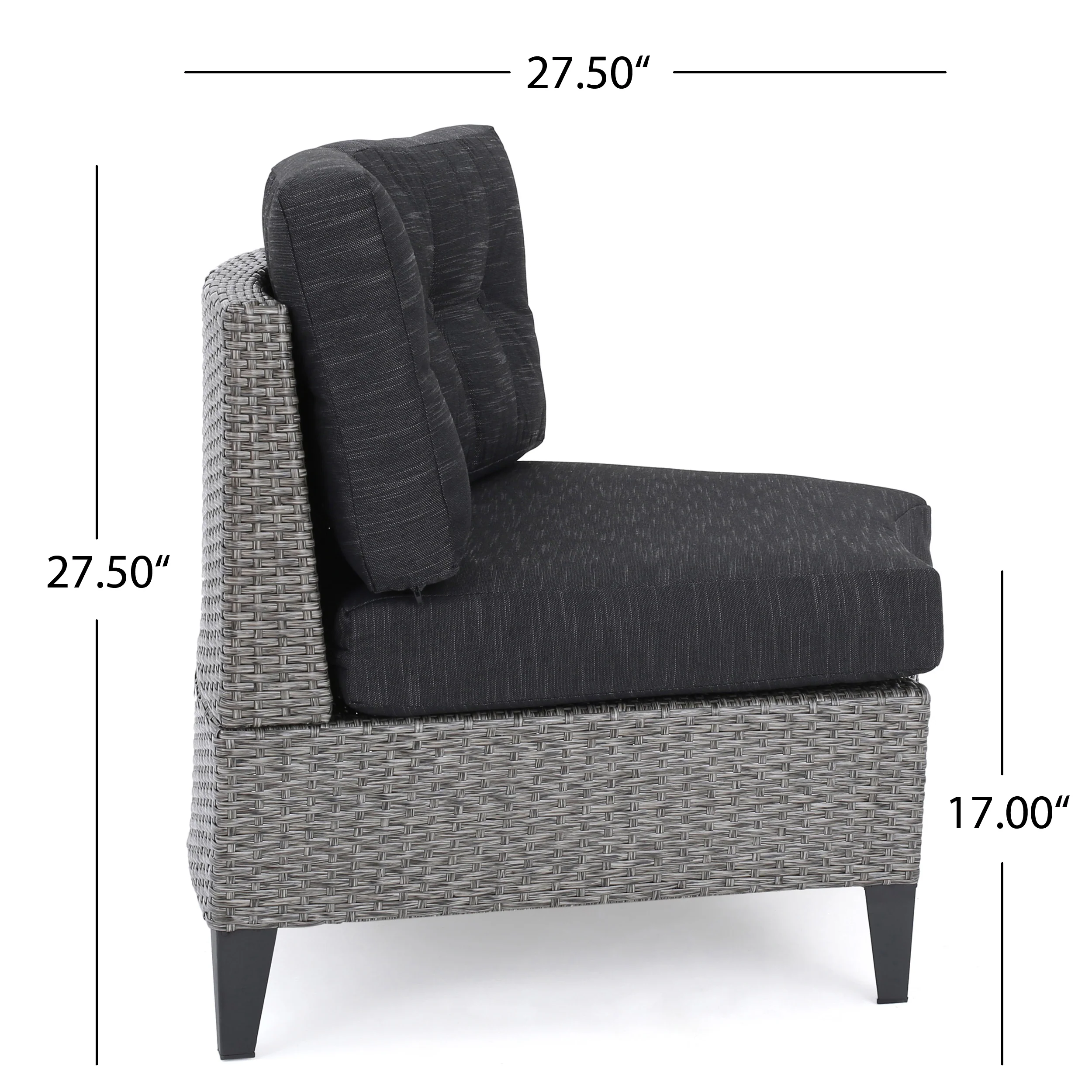 Nessett Outdoor 6 Piece Mixed Black Wicker Half Round Sofa Set with Light Grey Fire Table - furnishings