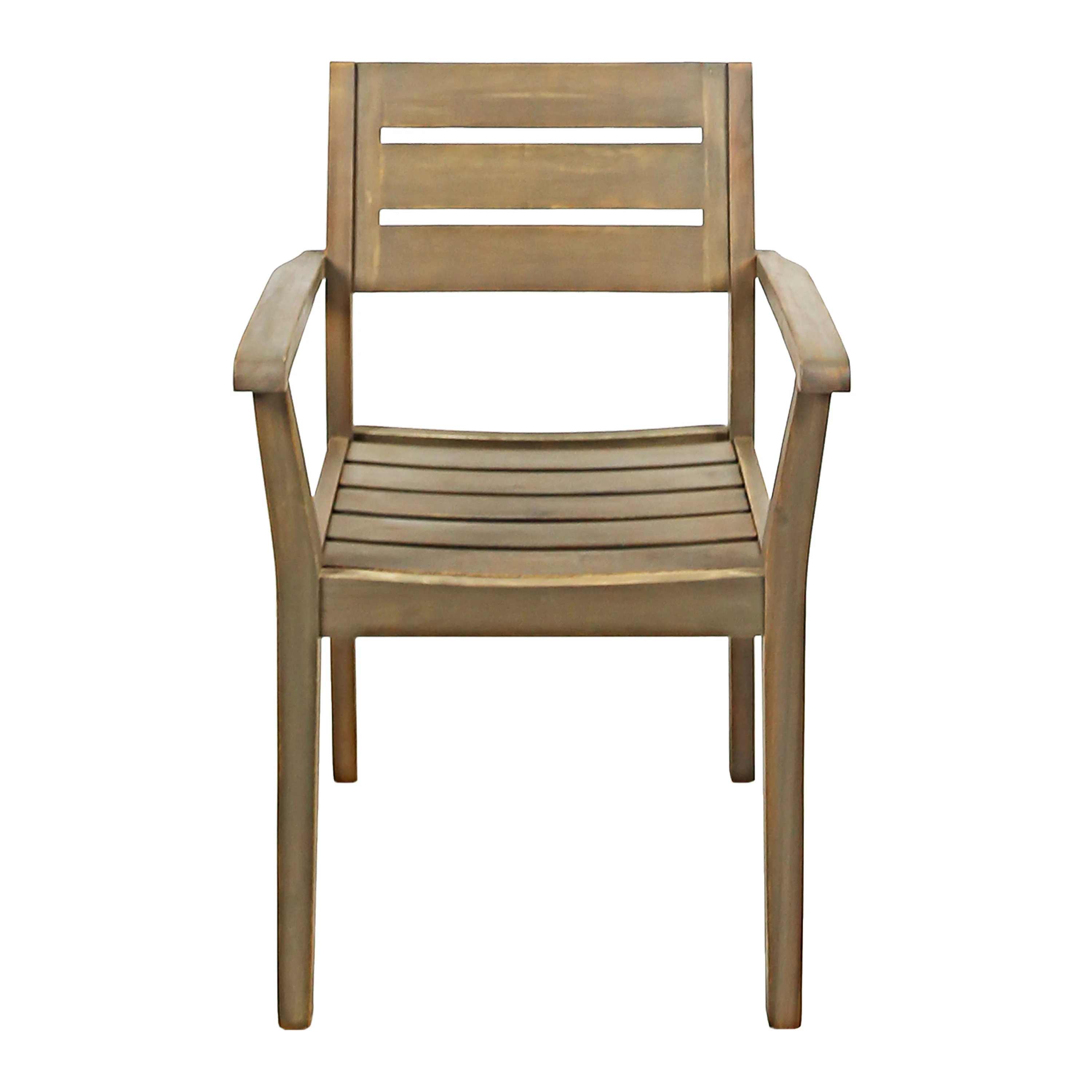 Stanford Outdoor Rustic Slat Acacia Wood Dining Chairs (Set of 2) - furnishings