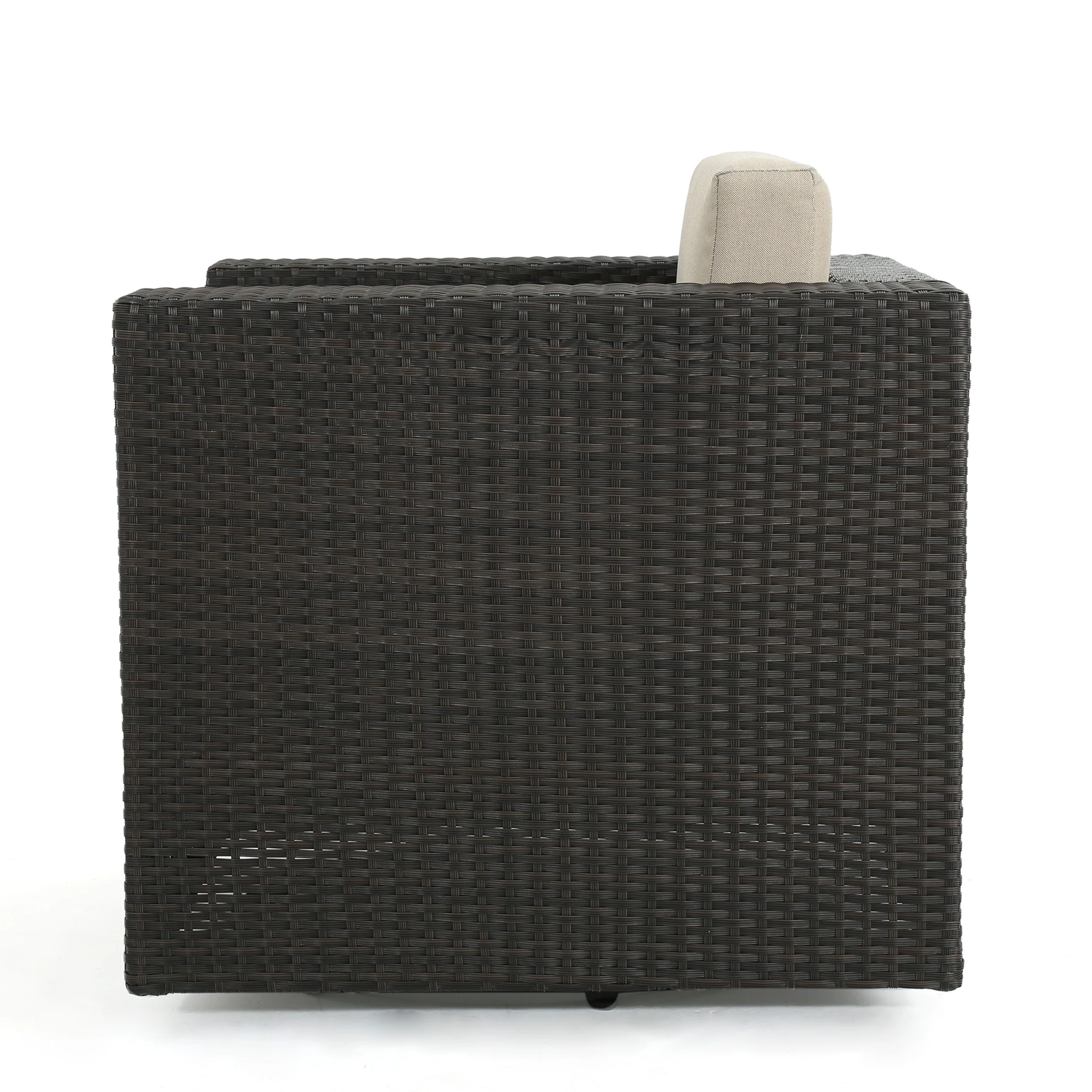 Calella Outdoor 4 Seater Wicker Swivel Chair and Fire Pit Set - furnishings