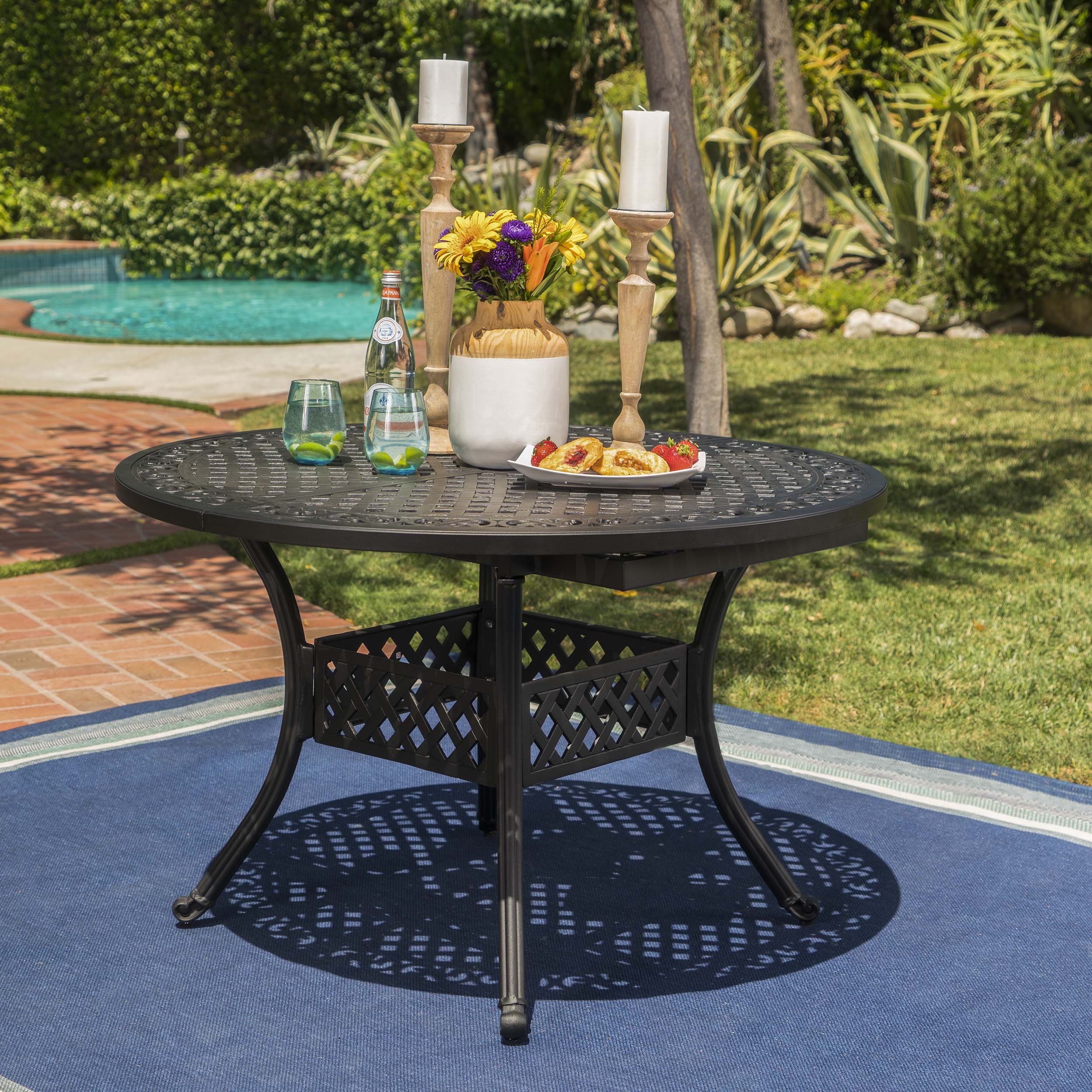 Stannis Outdoor Expandable Aluminum Dining Table - furnishings