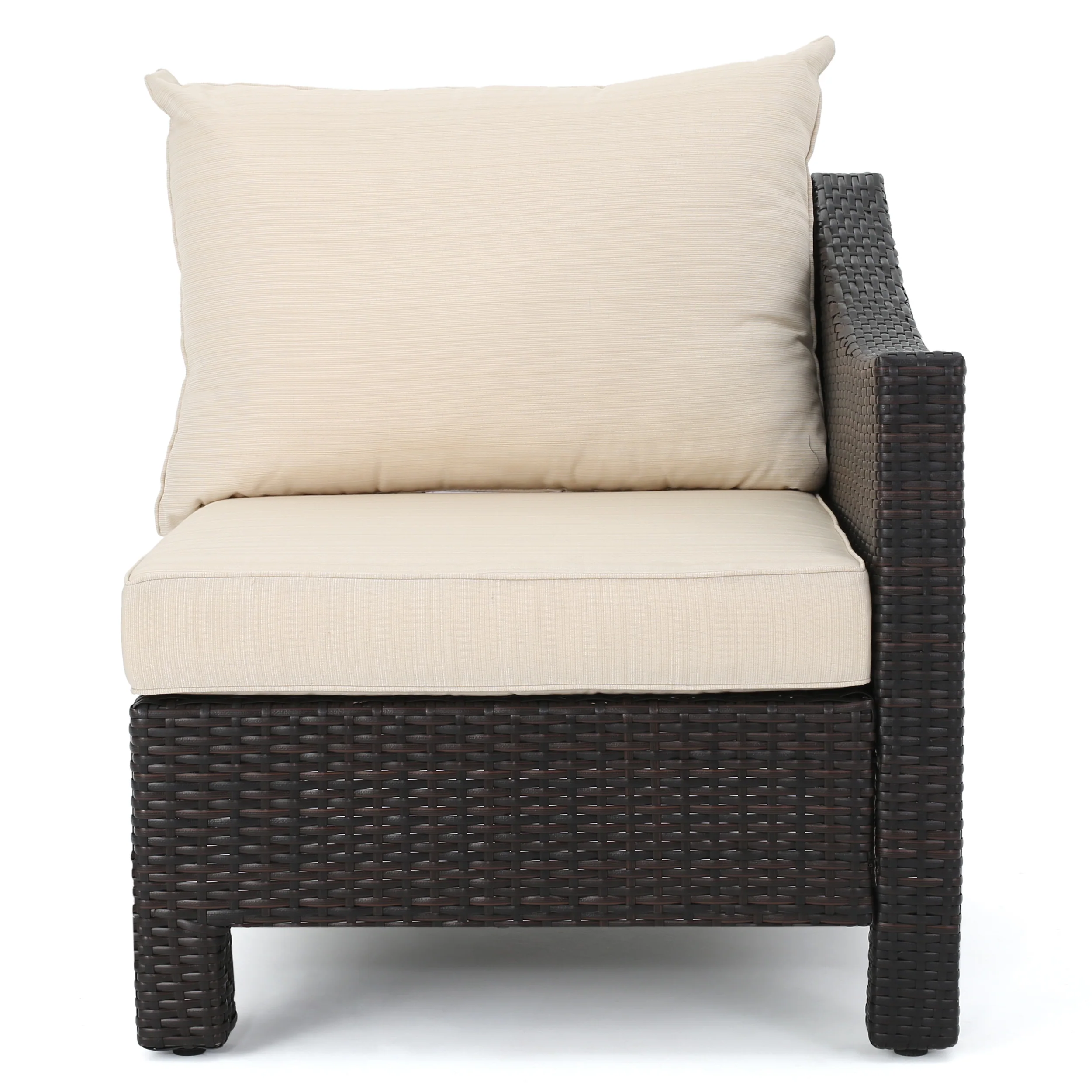 Caspian 6pc Outdoor Wicker V-shaped Sectional Sofa Set w/ Cushions - furnishings