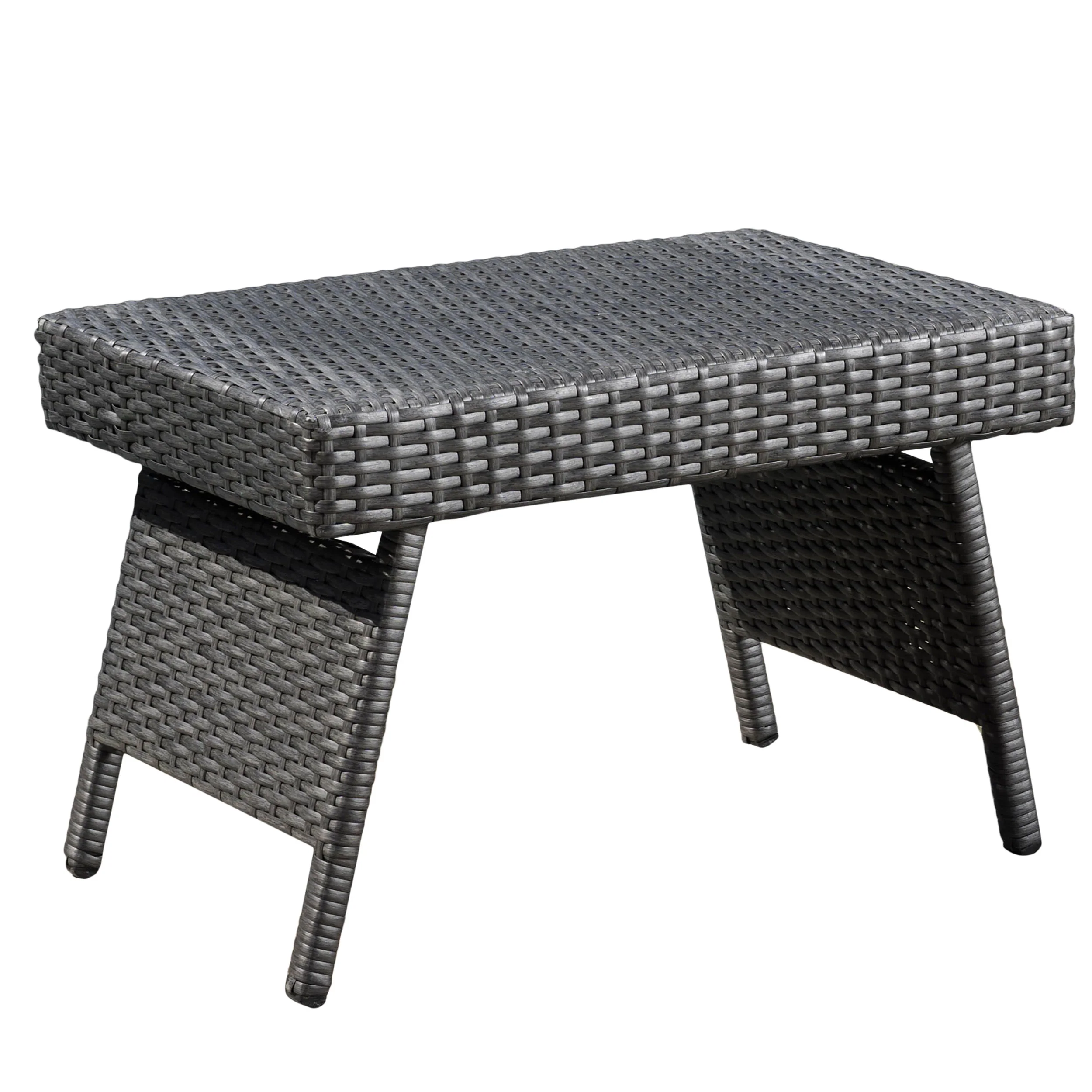 Akehurst Outdoor Gray Wicker Adjustable Folding Side Table - furnishings