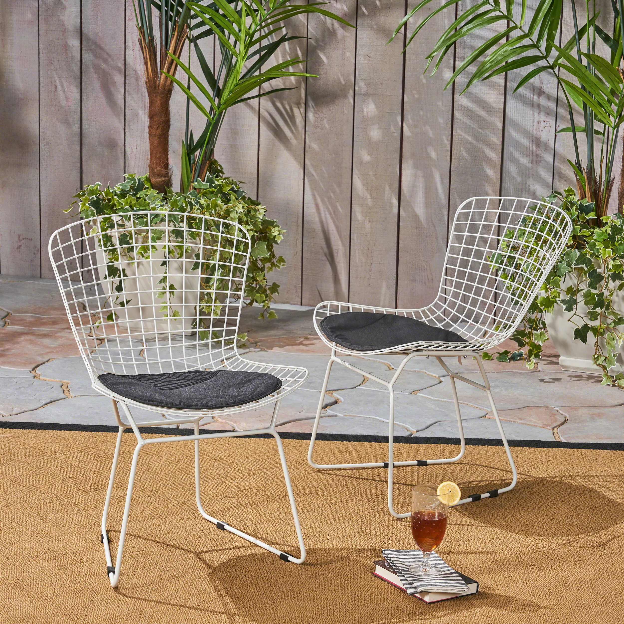 Fonda Outdoor Iron Chairs (Set of 2) - furnishings