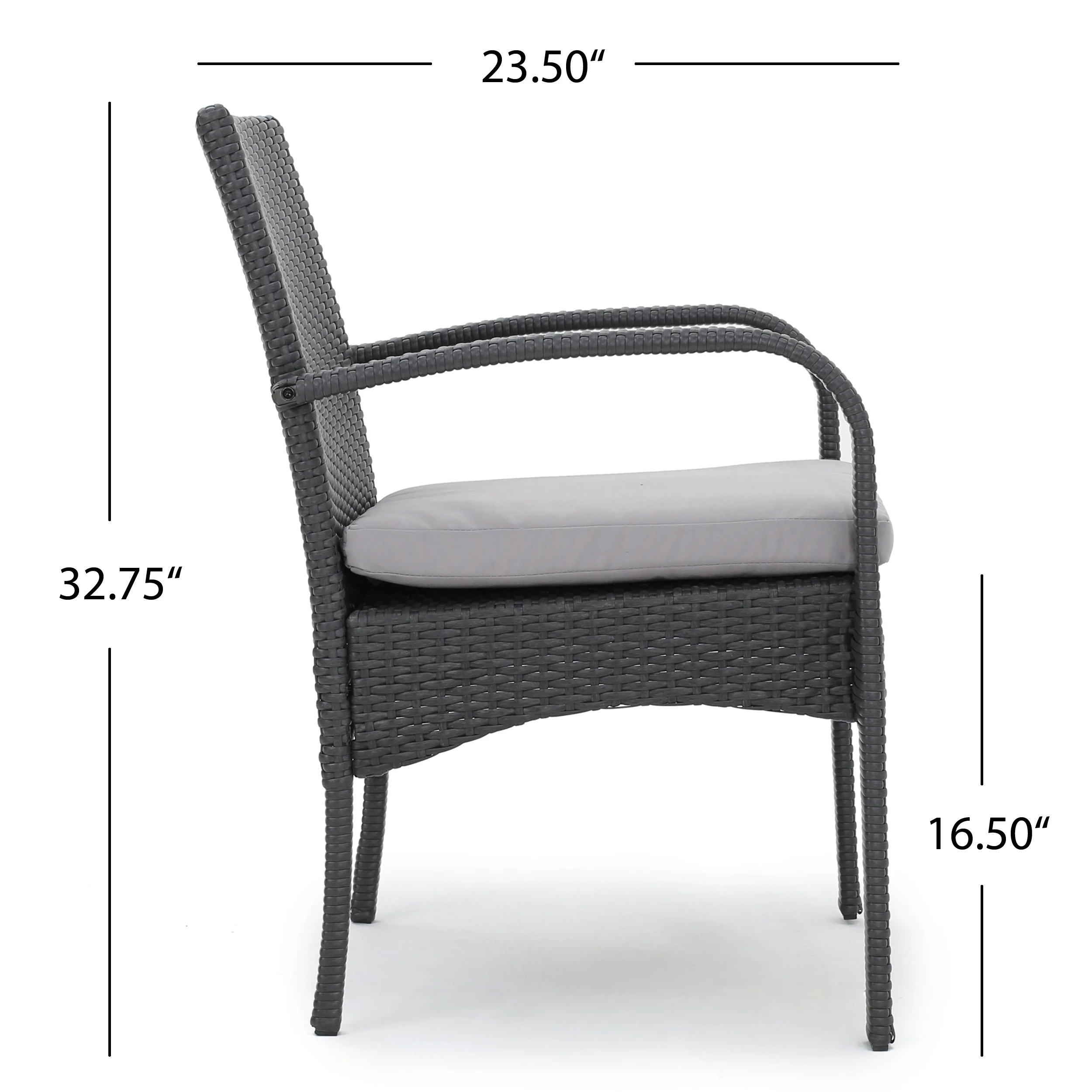 El Capitan Outdoor Grey Wicker Dining Chairs with Cushions (Set of 2) - furnishings