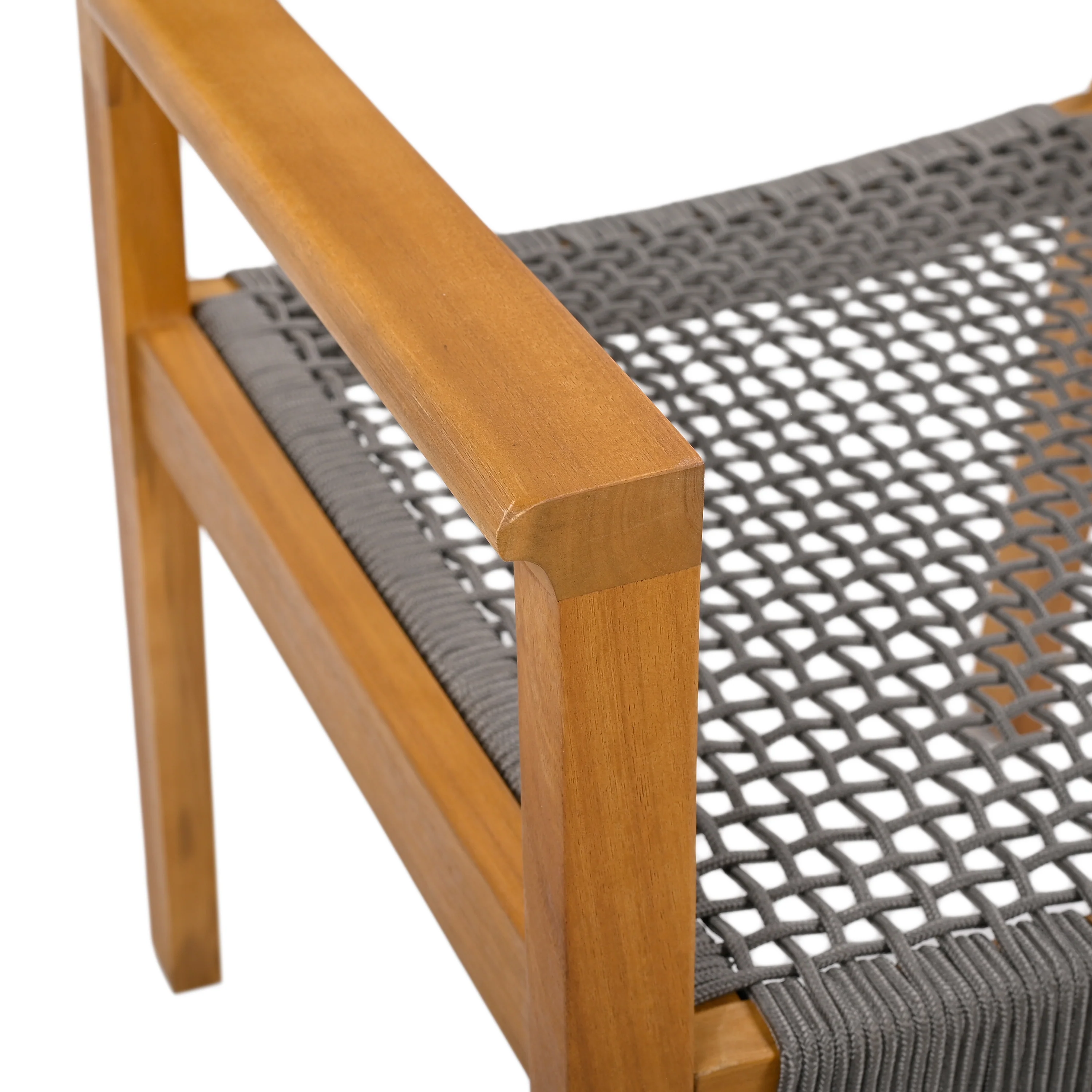 Seraphina Outdoor Patio Acacia Wood Braided Rope Dining Chairs, Set of 2 - furnishings
