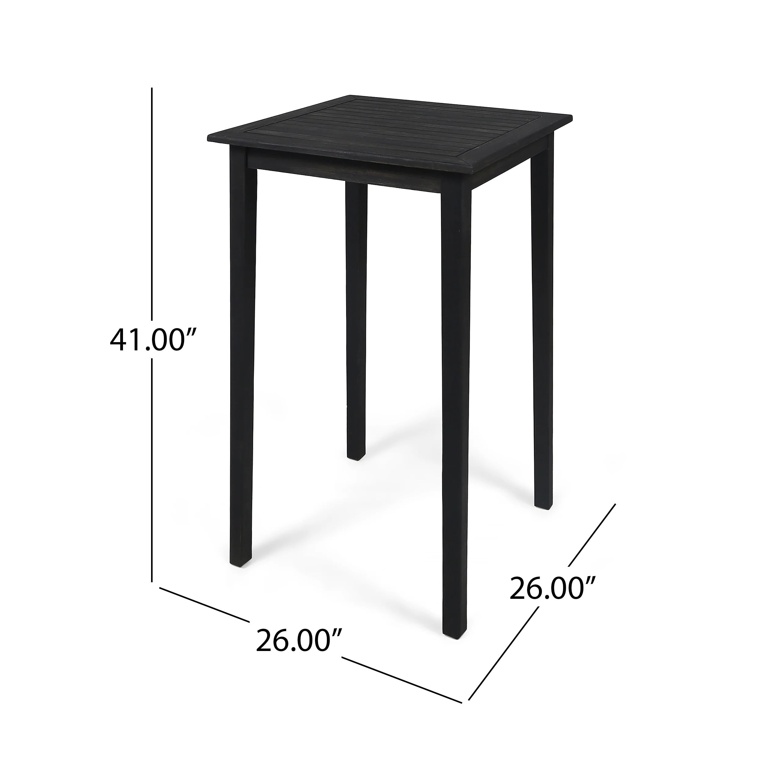 Teresa Outdoor Minimalist Acacia Wood Square Bar Table - furnishings