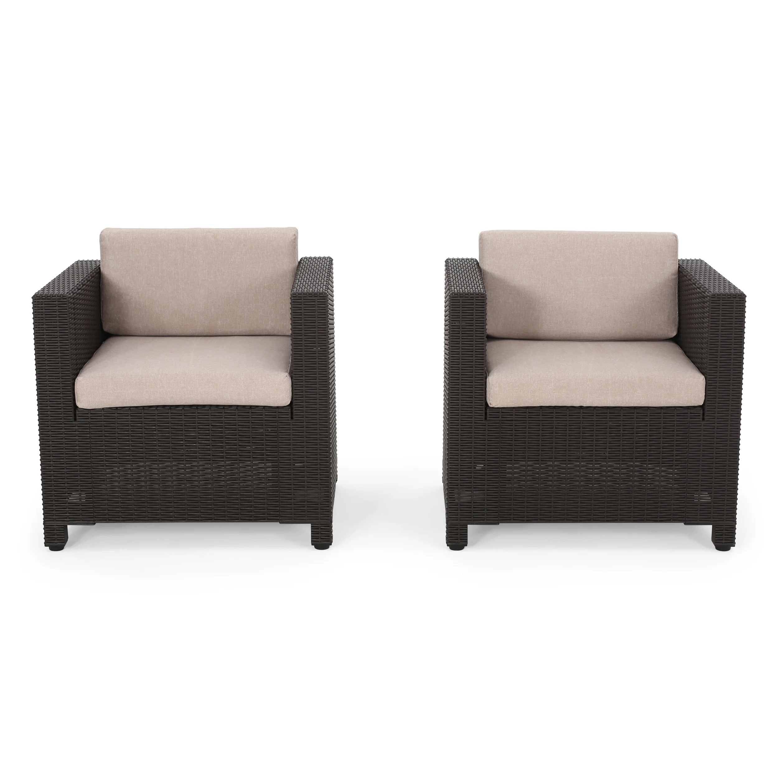Riley Outdoor Wicker Print Club Chair with Cushions (Set of 2) - furnishings