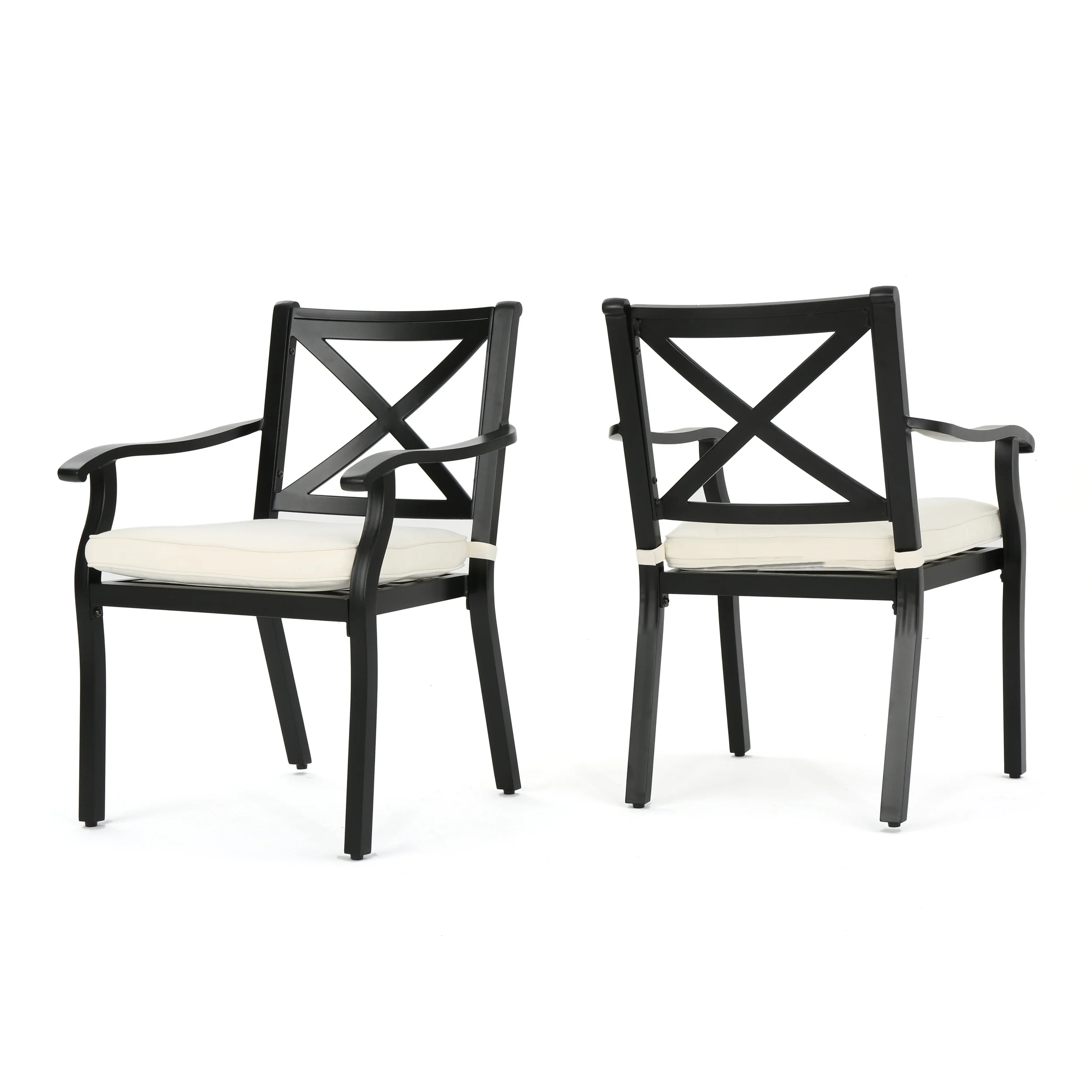 Eowyn Outdoor Cast Aluminum Dining Chairs w/ Water Resistant Cushions (Set of 2) - furnishings