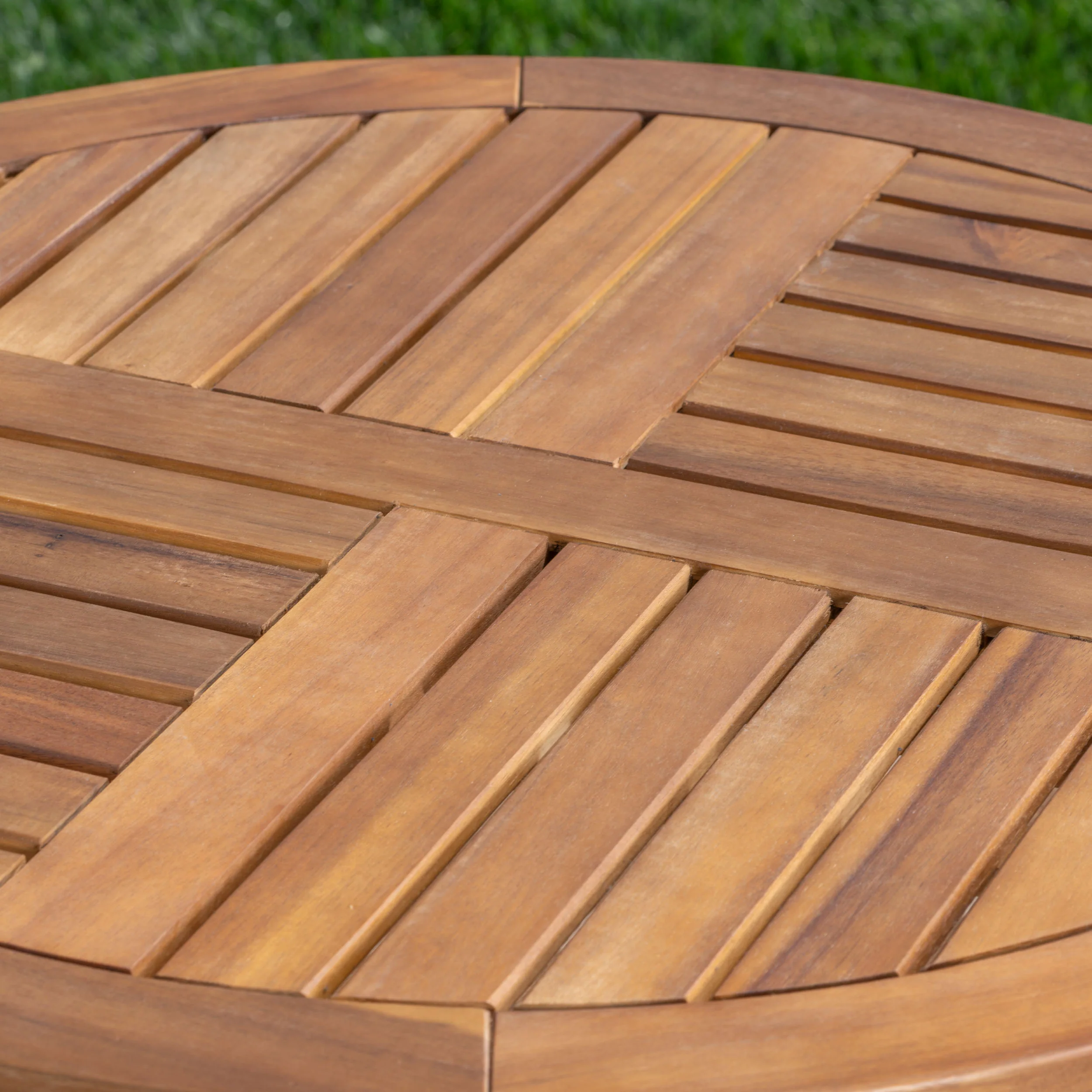 Leyam Outdoor 3 Piece Acacia Wood/ Wicker Bistro Set with Cushions, Teak Finish and Brown with Cr?¡ì?¡ìme - furnishings